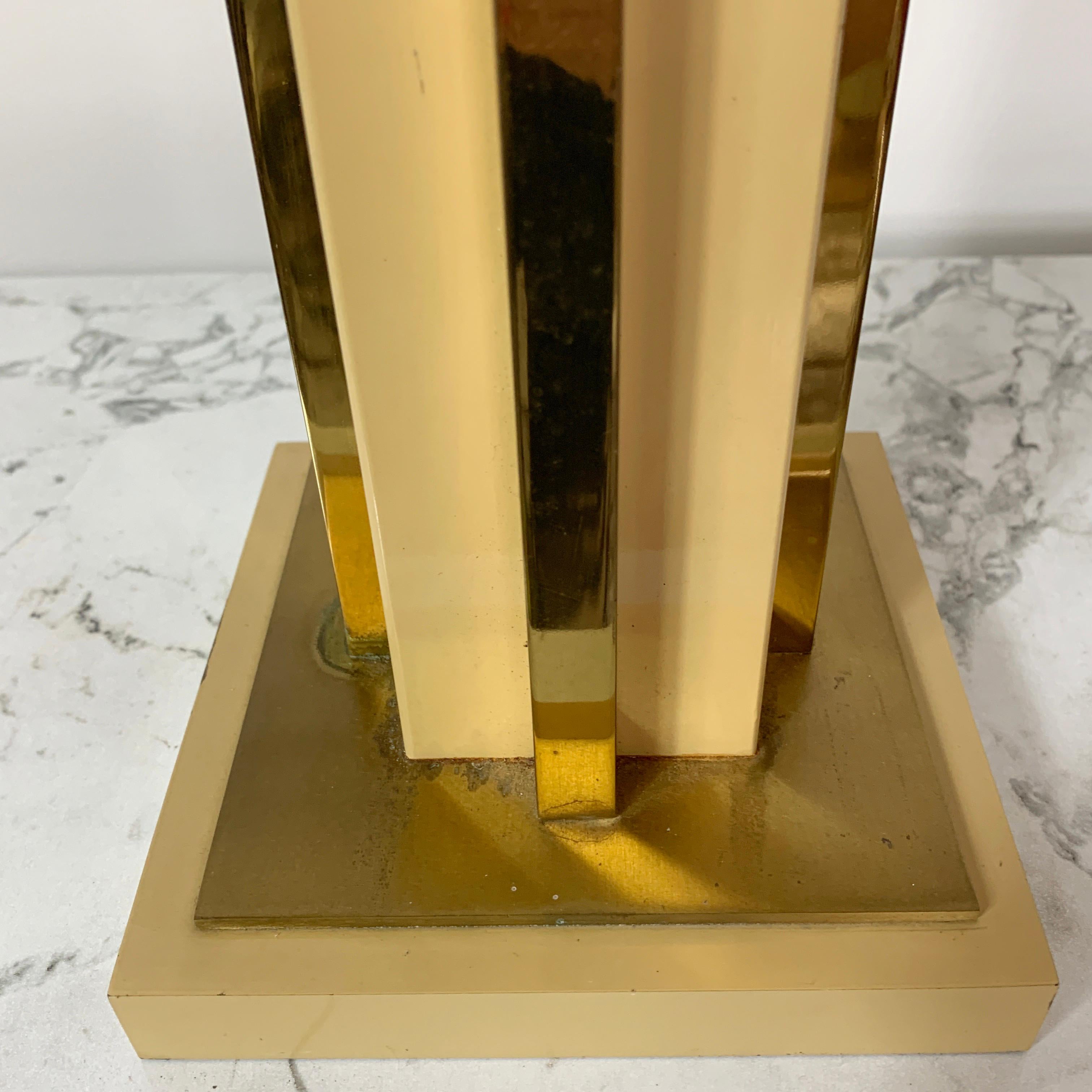 1970s Willy Rizzo Attributed Gold Table Lamp For Sale 3