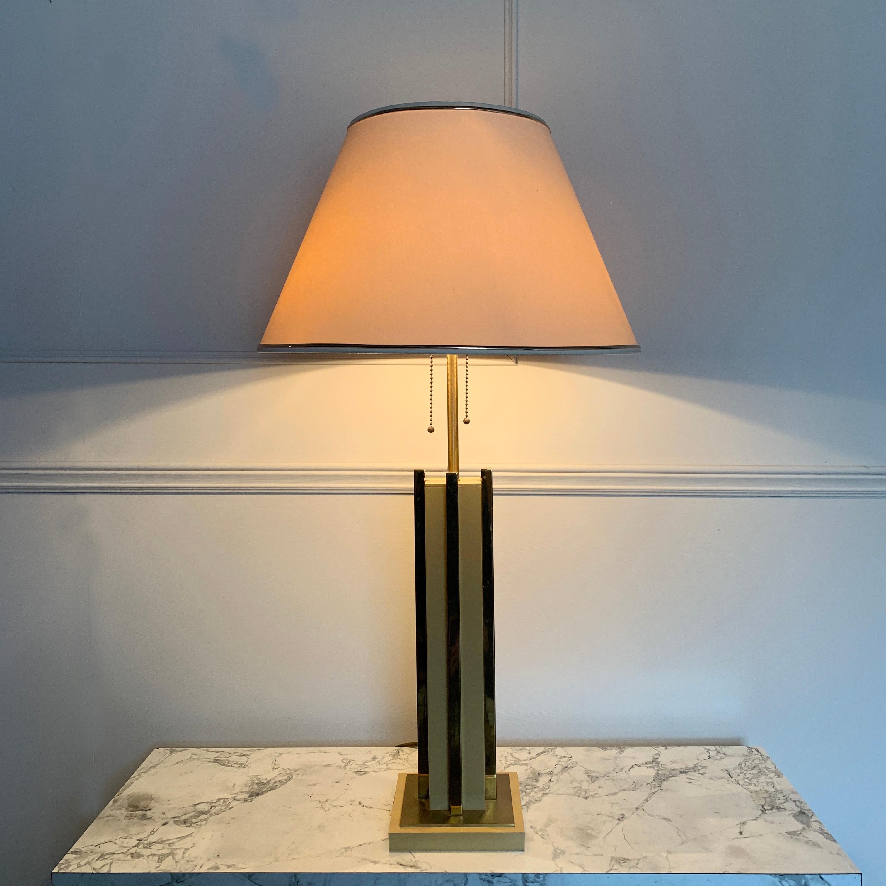 1970s Willy Rizzo Attributed Gold Table Lamp For Sale 1