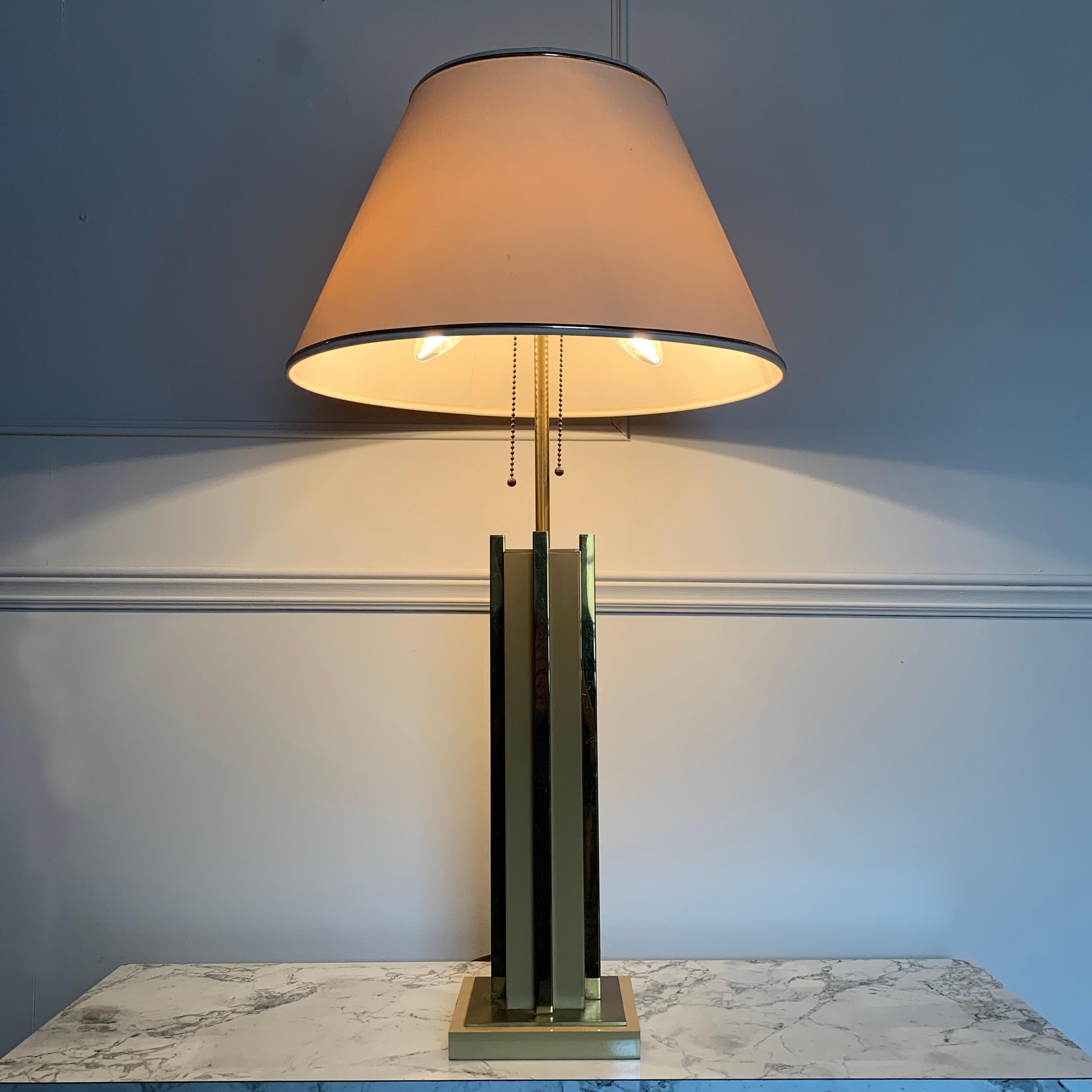 1970s Willy Rizzo Attributed Gold Table Lamp For Sale 2