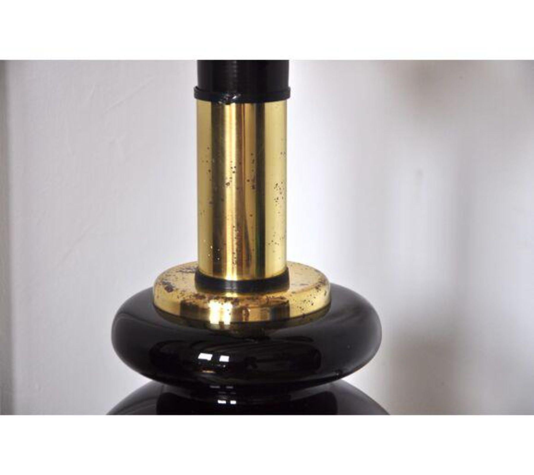 Lampe de bureau Lumica en laiton et céramique noire des années 1970, Italie Bon état - En vente à BARCELONA, ES