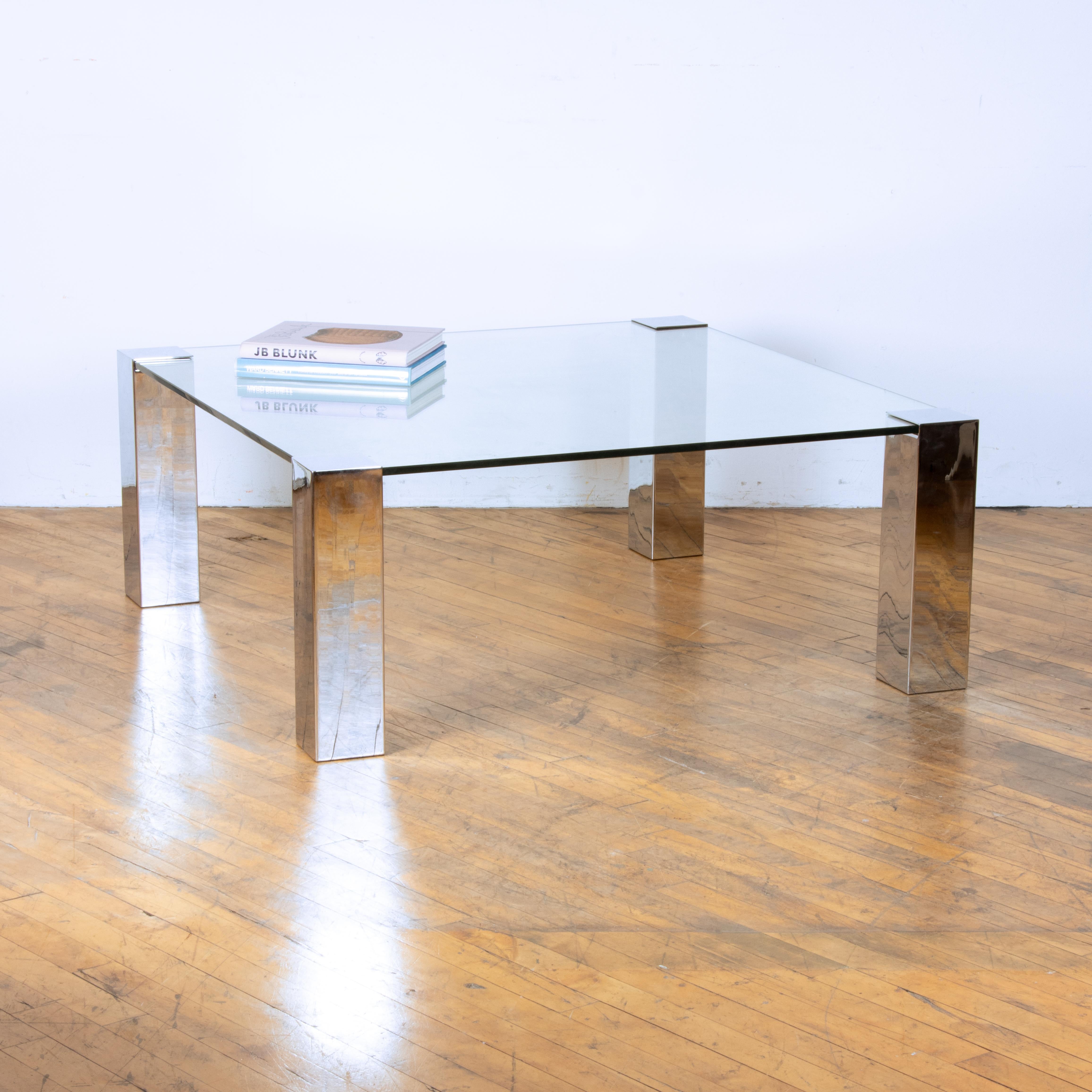 1970s Willy Rizzo Chrome and Glass Coffee Table for Cidue In Good Condition In Oakland, CA