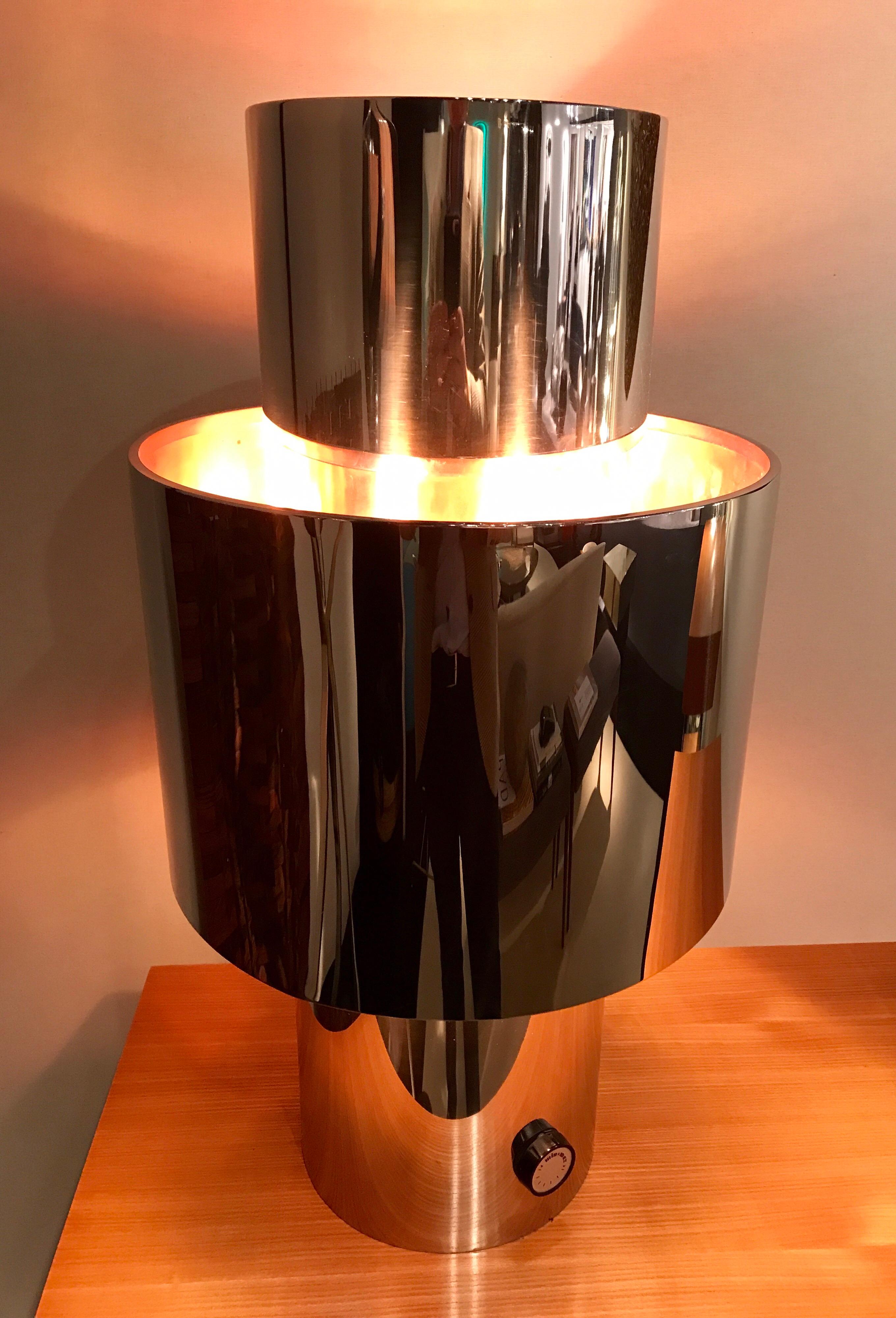 Mid-Century Modern 1970s Willy Rizzo Chrome Lamp