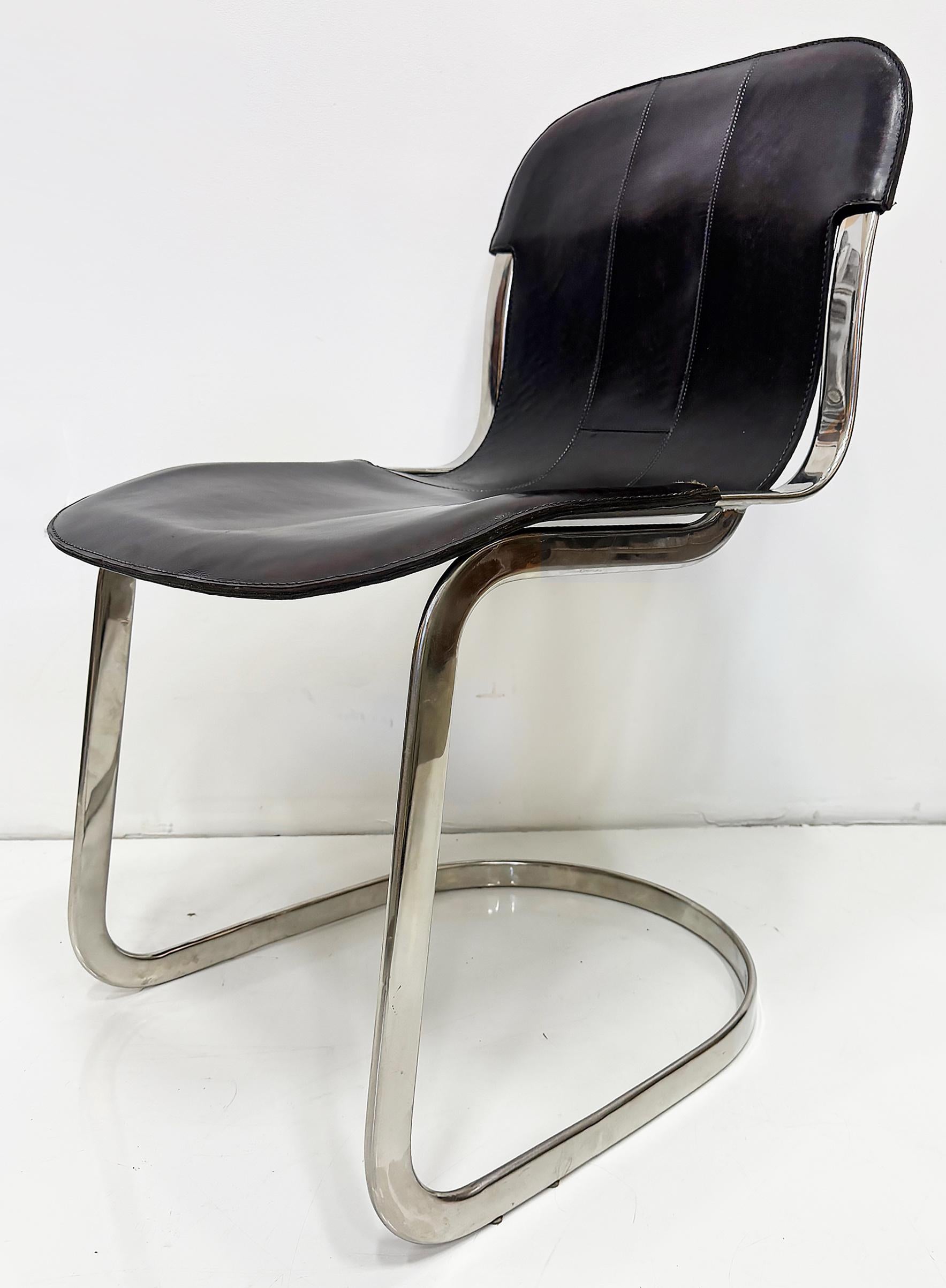 Moderno 1970s Willy Rizzo Model C2 Dining Chairs For Cidue, Set of 4, Itally in vendita