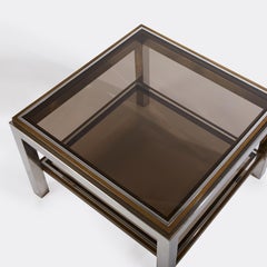 1970 Willy Rizzo Table basse carrée à deux niveaux