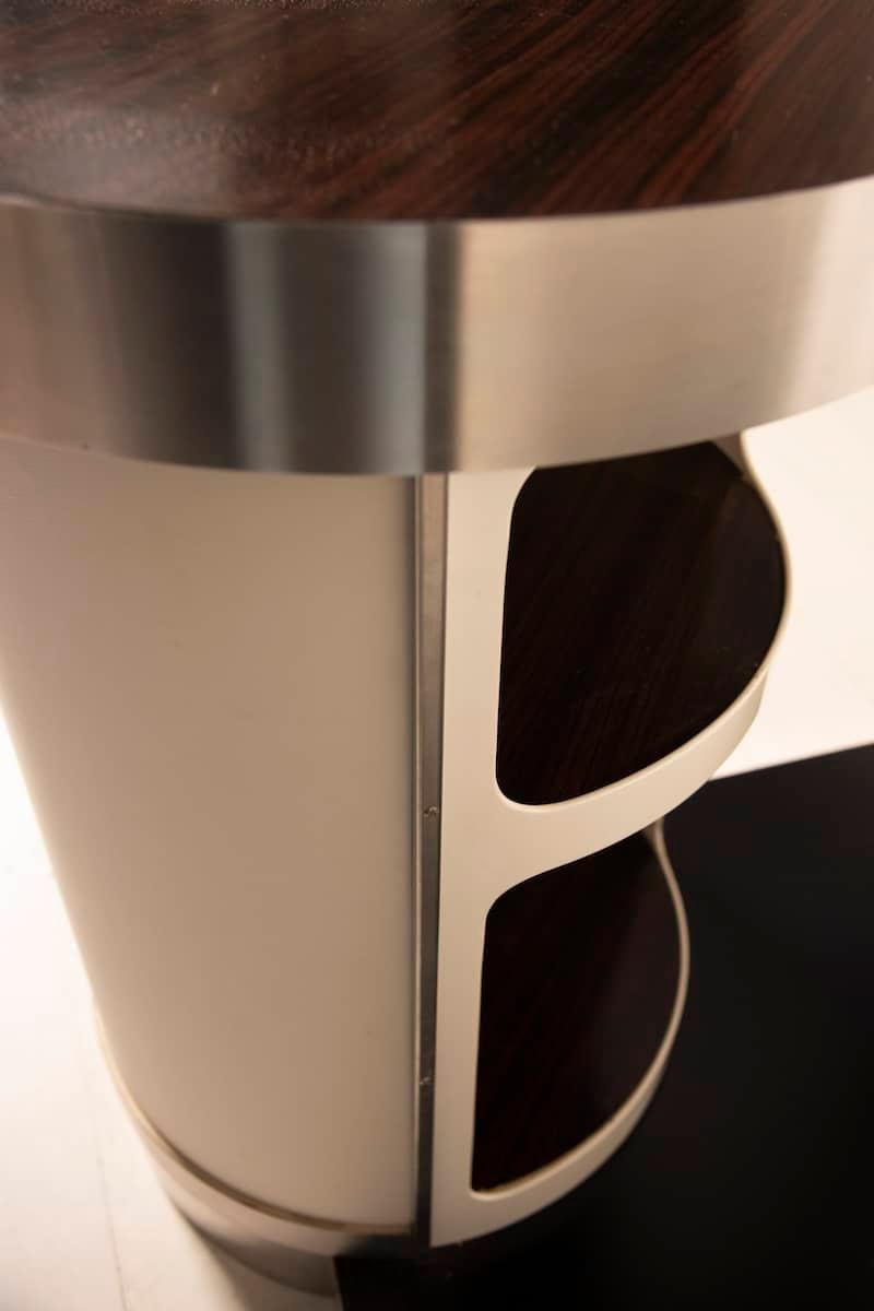 Meuble de bar en acier, bois et alcantara de couleur claire des années 1970 de Willy Rizzo en vente 6