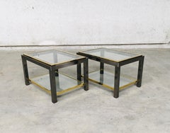 1970's Willy Rizzo Style Design Sofa Ends Two Tier Side Table Set