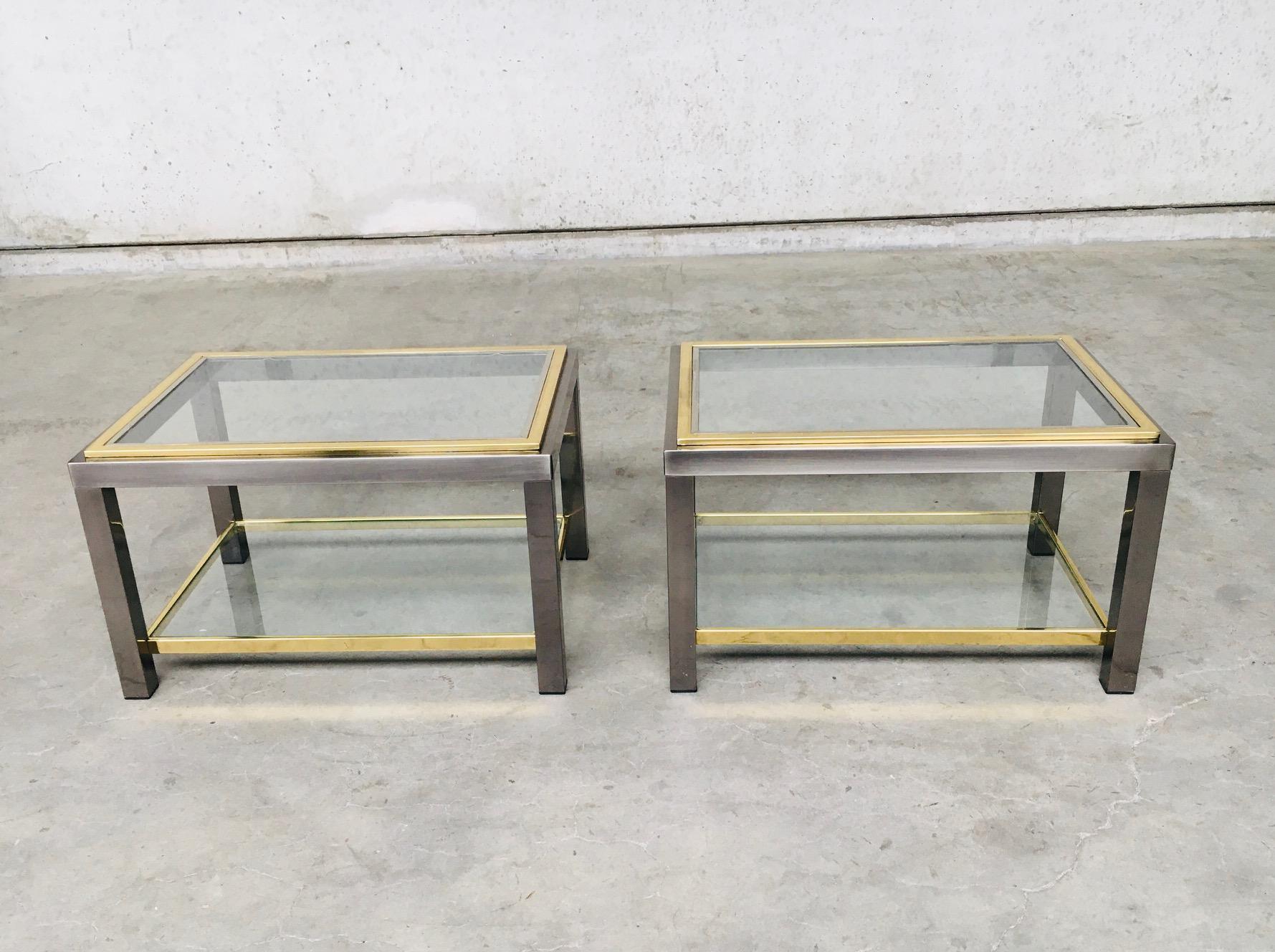 Late 20th Century 1970's Willy Rizzo Style Design Sofa Ends Two Tier Side Table Set For Sale