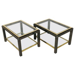 1970's Willy Rizzo Style Design Sofa Ends Two Tier Side Table Set