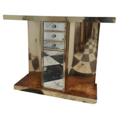 1970s Willy Rizzo Style Mid-Century Modern Italian Console and Mirror