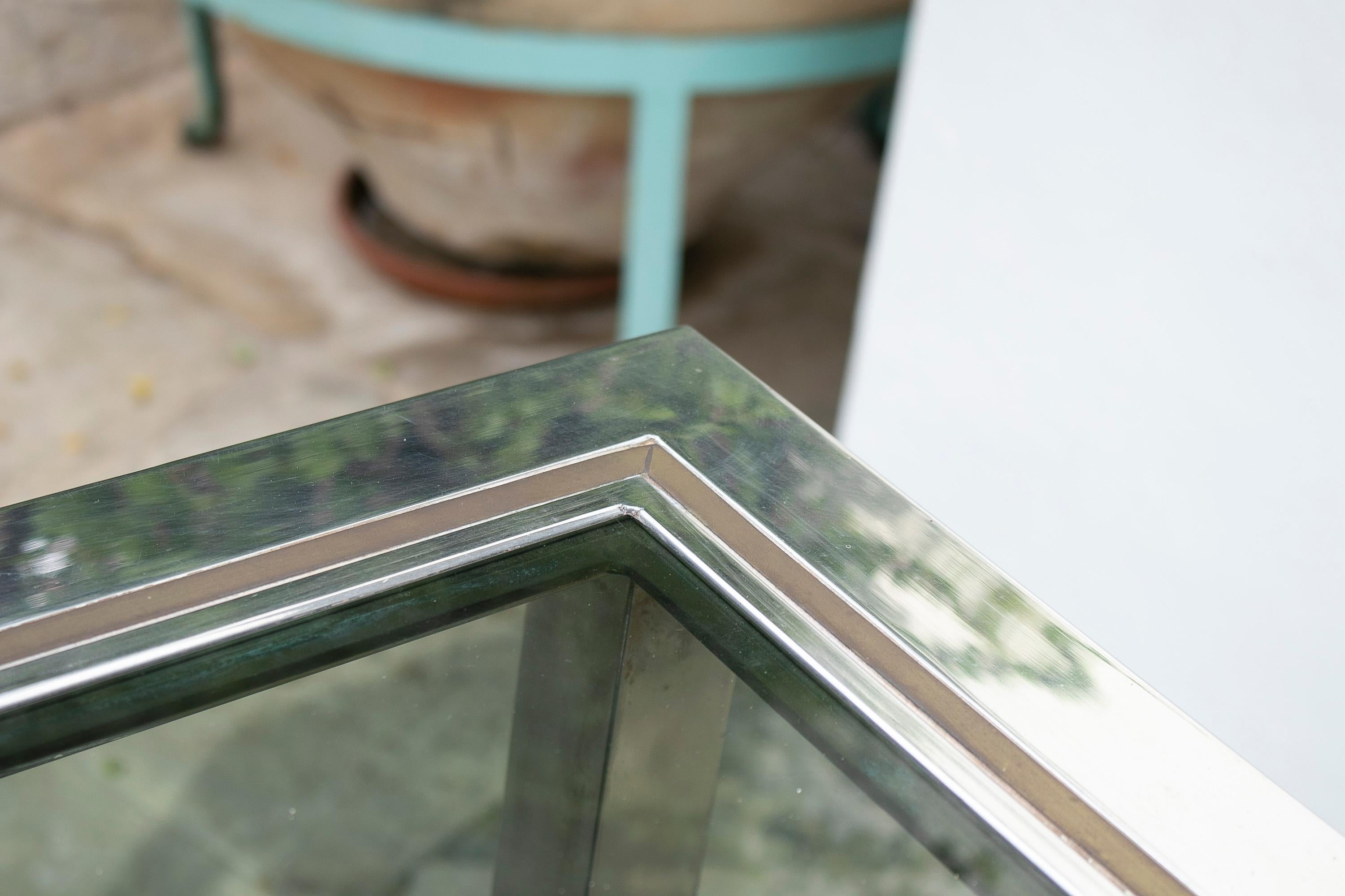 1970's Willy Rizzo Style Steel TV Side Table with Wheels 5