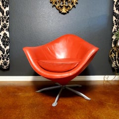 1970s Wilma Salotti Postmodern Red Leather Chair