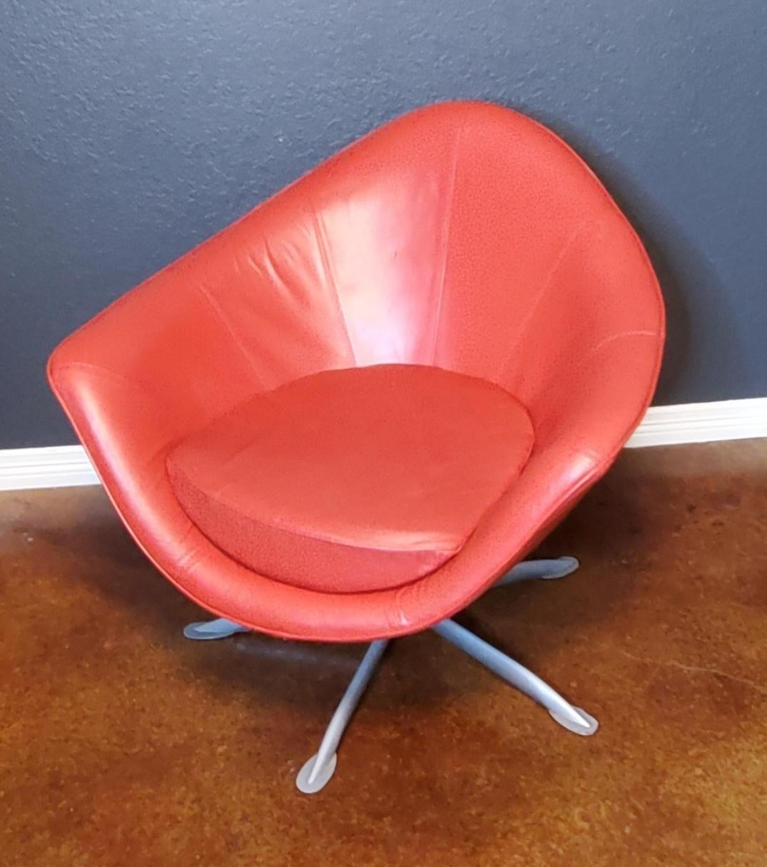 Italian 1970s Wilma Salotti Postmodern Red Leather Chair For Sale