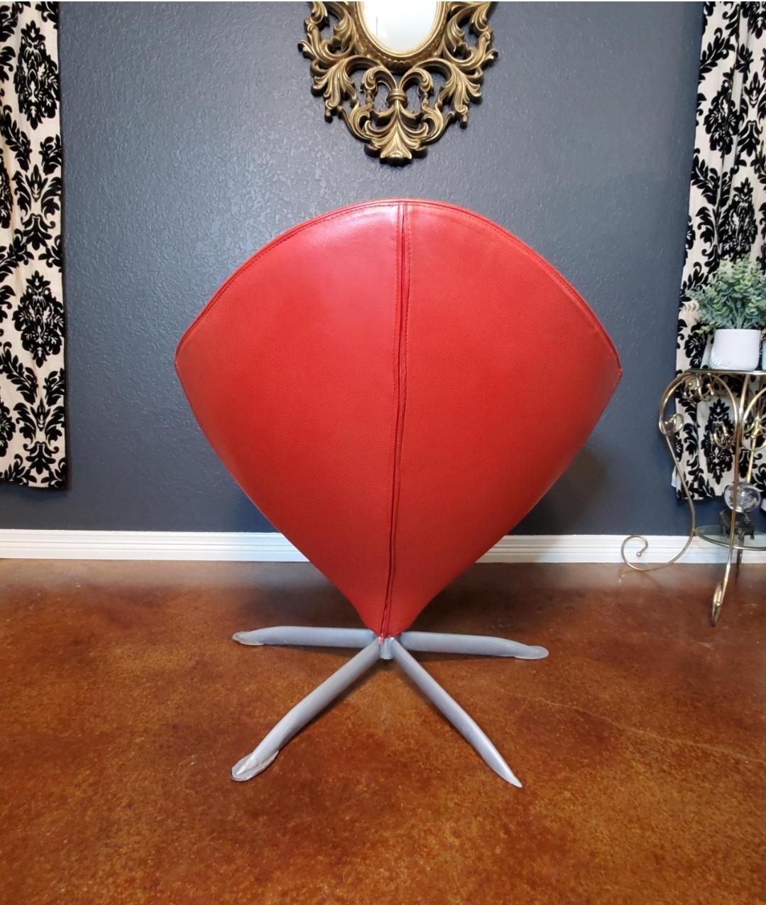 Metal 1970s Wilma Salotti Postmodern Red Leather Chair For Sale