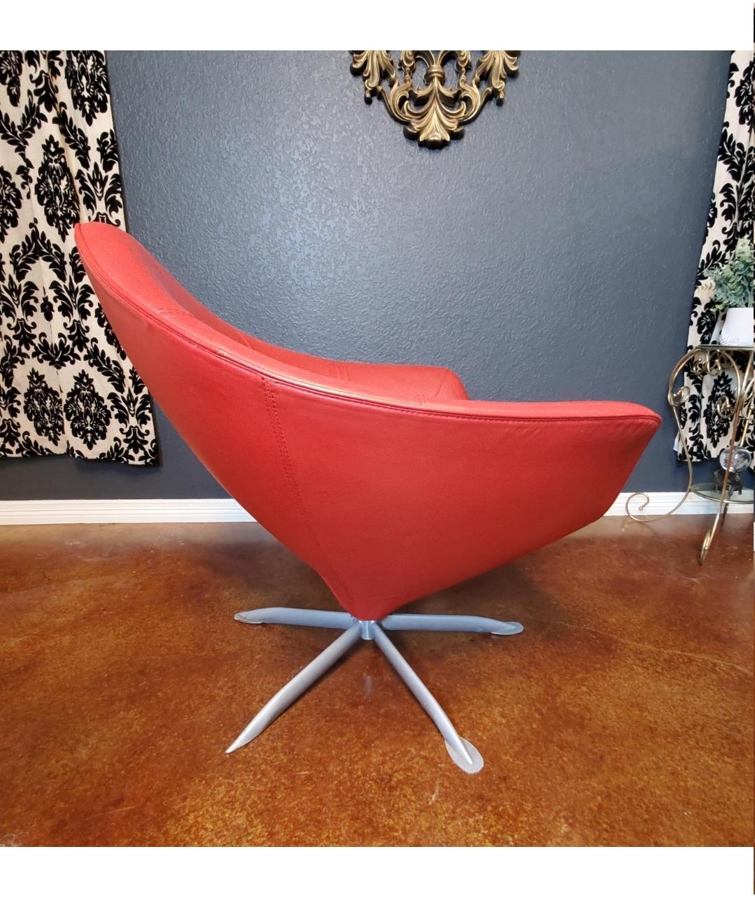 1970s Wilma Salotti Postmodern Red Leather Chair For Sale 1