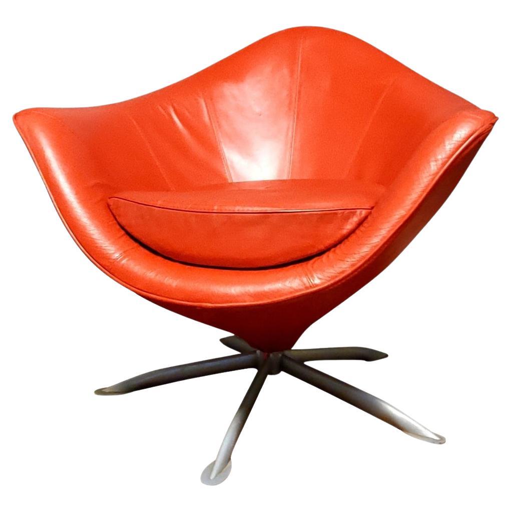 1970s Wilma Salotti Postmodern Red Leather Chair For Sale
