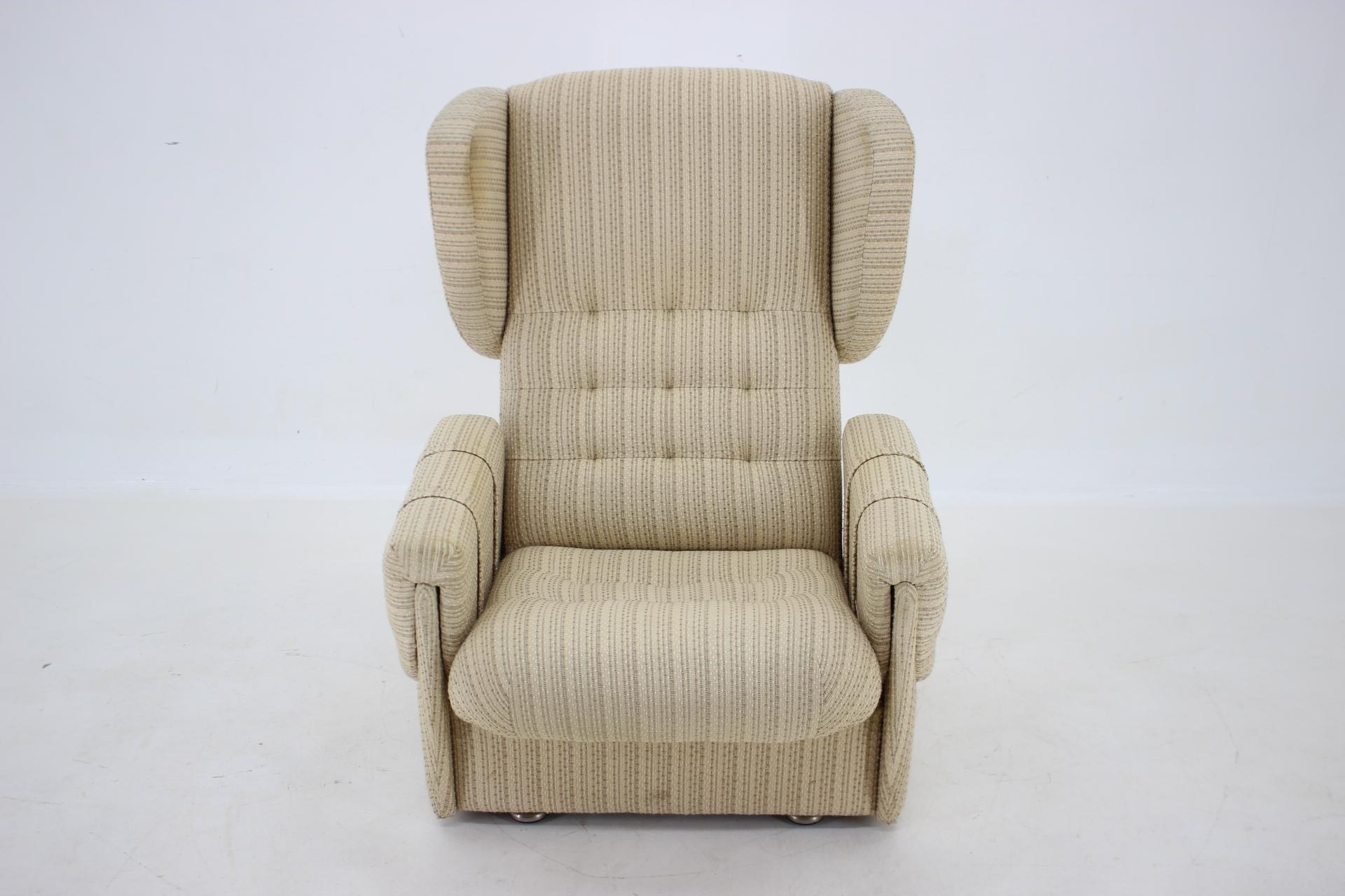Mid-Century Modern 1970s Wing Chair, Czechoslovakia For Sale