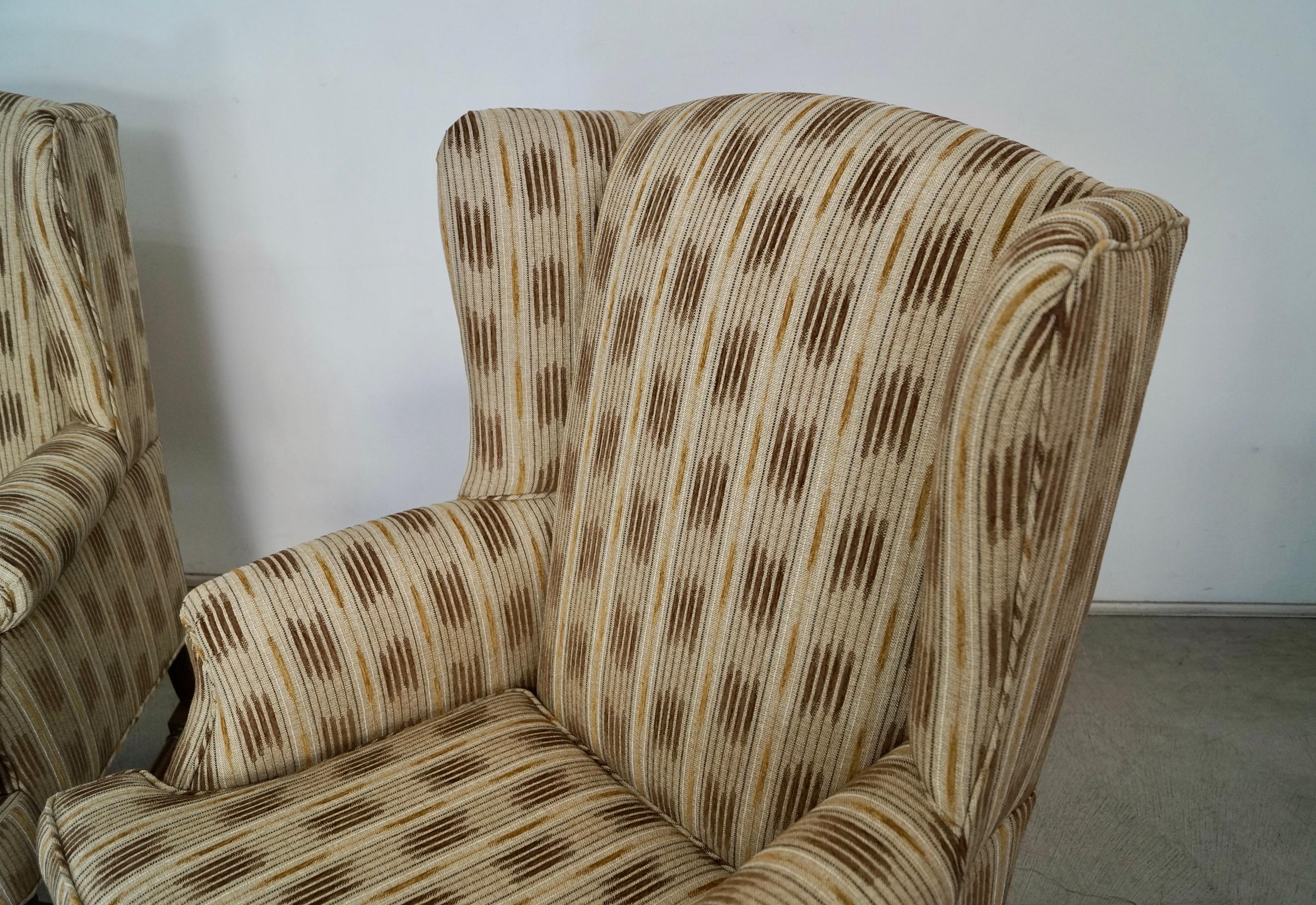 1970's Wingback Chairs Refinished & Reupholstered - a Pair For Sale 5