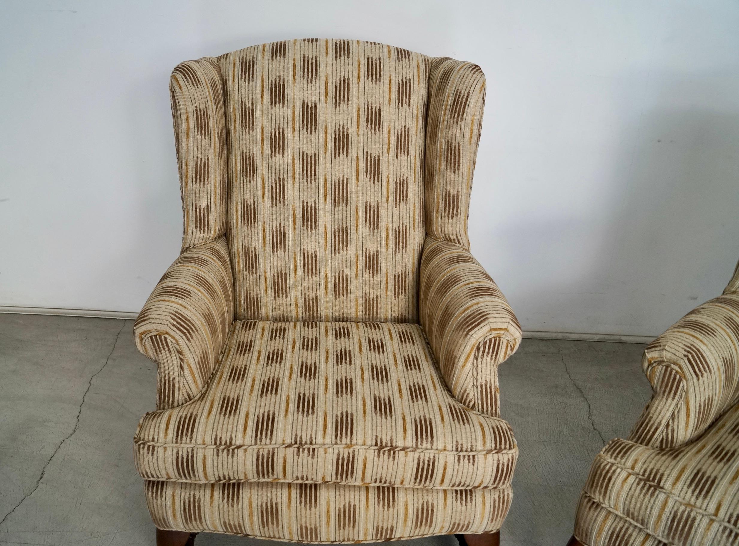 1970's Wingback Chairs Refinished & Reupholstered - a Pair For Sale 6