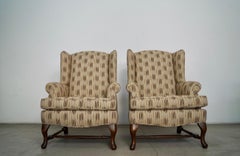 1970's Wingback Chairs Refinished & Reupholstered - a Pair