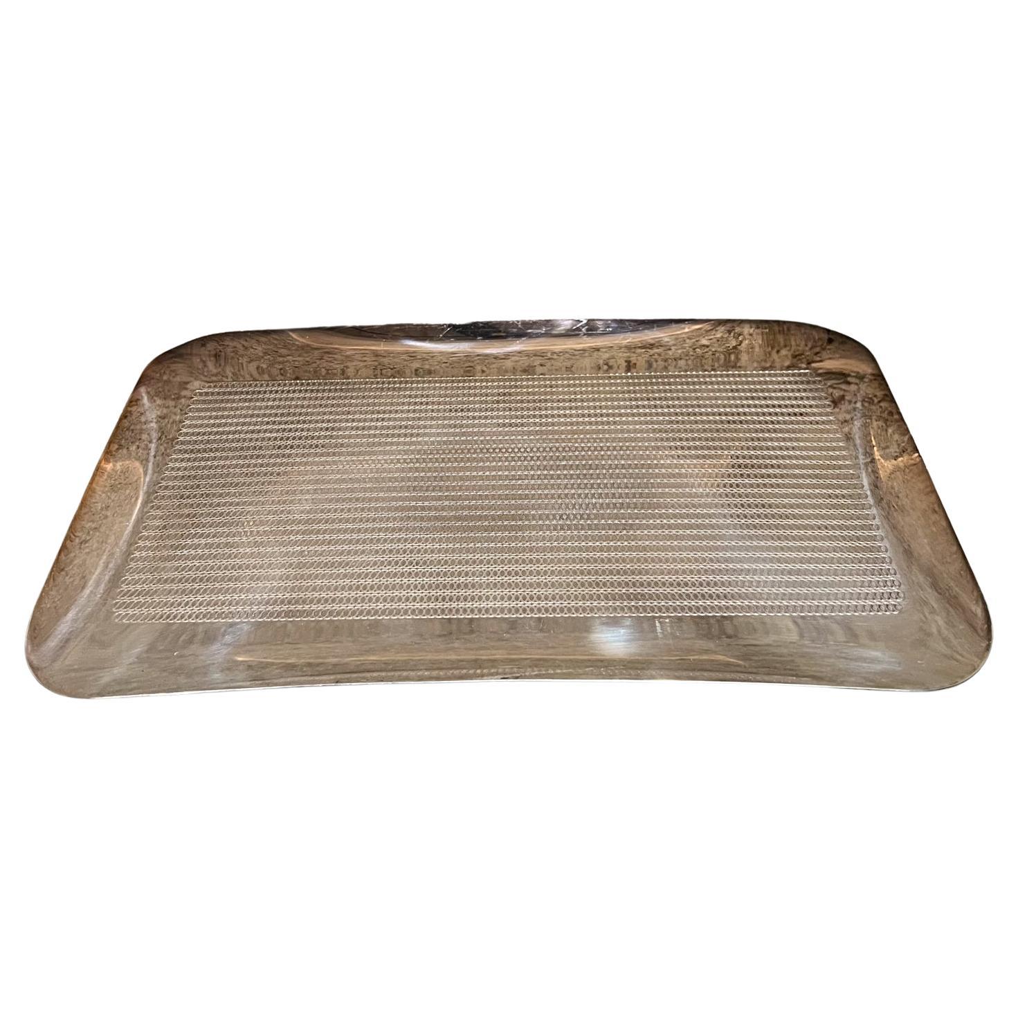 1970s WMF S Collection Tray Textured Silver Platter For Sale