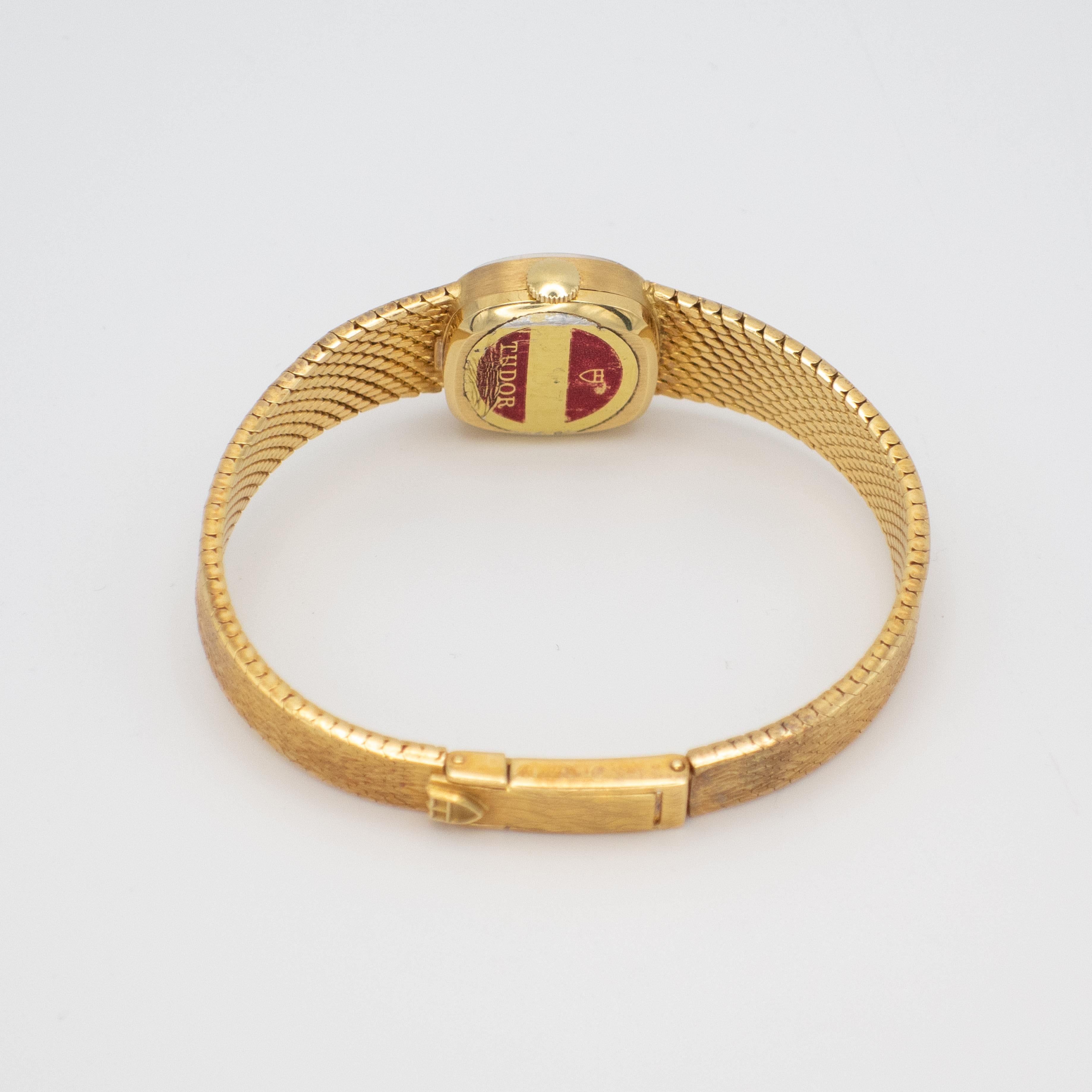 1970s Women's Tudor 18K Textured Gold Bracelet Watch 8