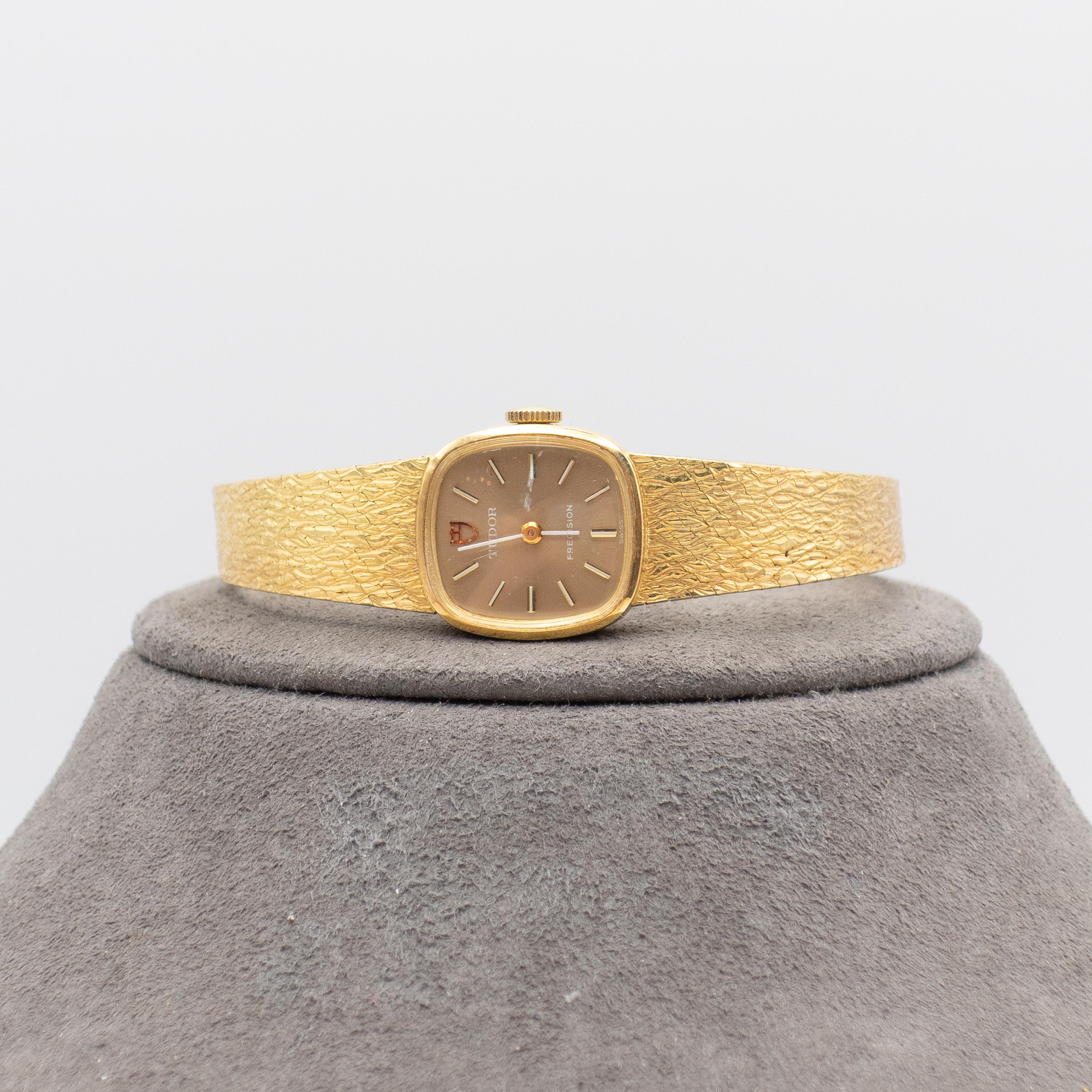 Modern 1970s Women's Tudor 18K Textured Gold Bracelet Watch