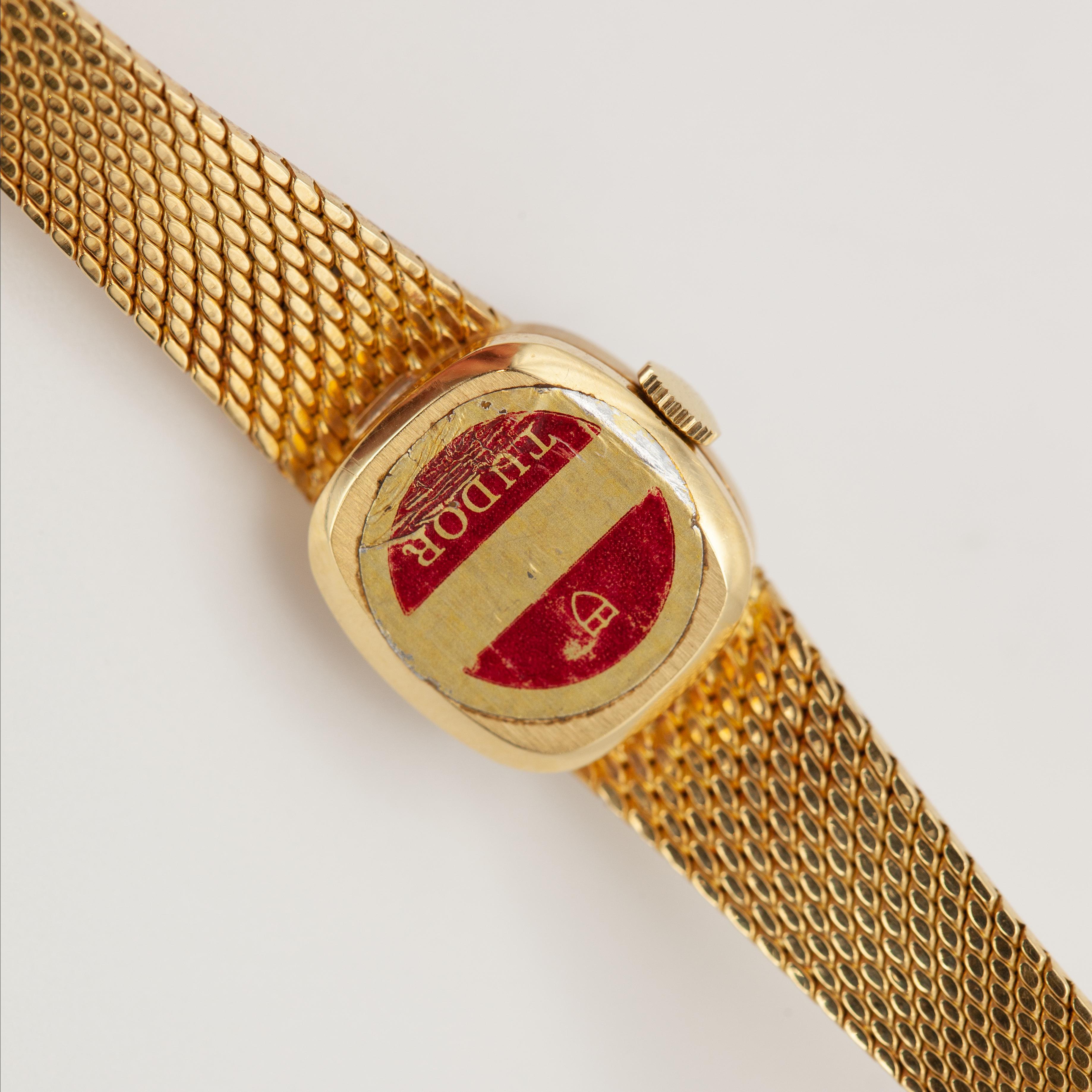 1970s Women's Tudor 18K Textured Gold Bracelet Watch 5