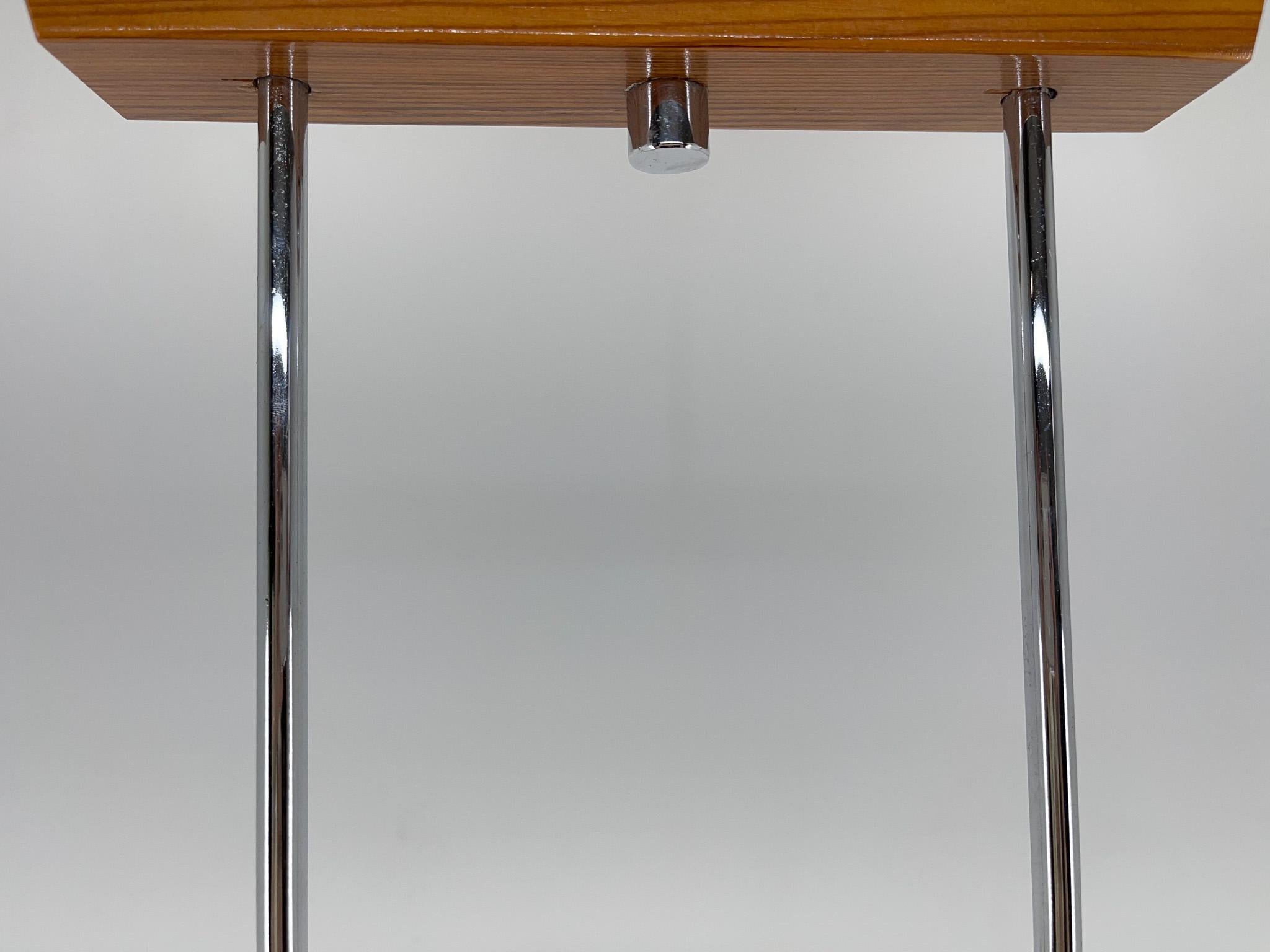 1970's Wood, Chrome & Glass Chandelier by Elektroinstala Decin, Labeled For Sale 4