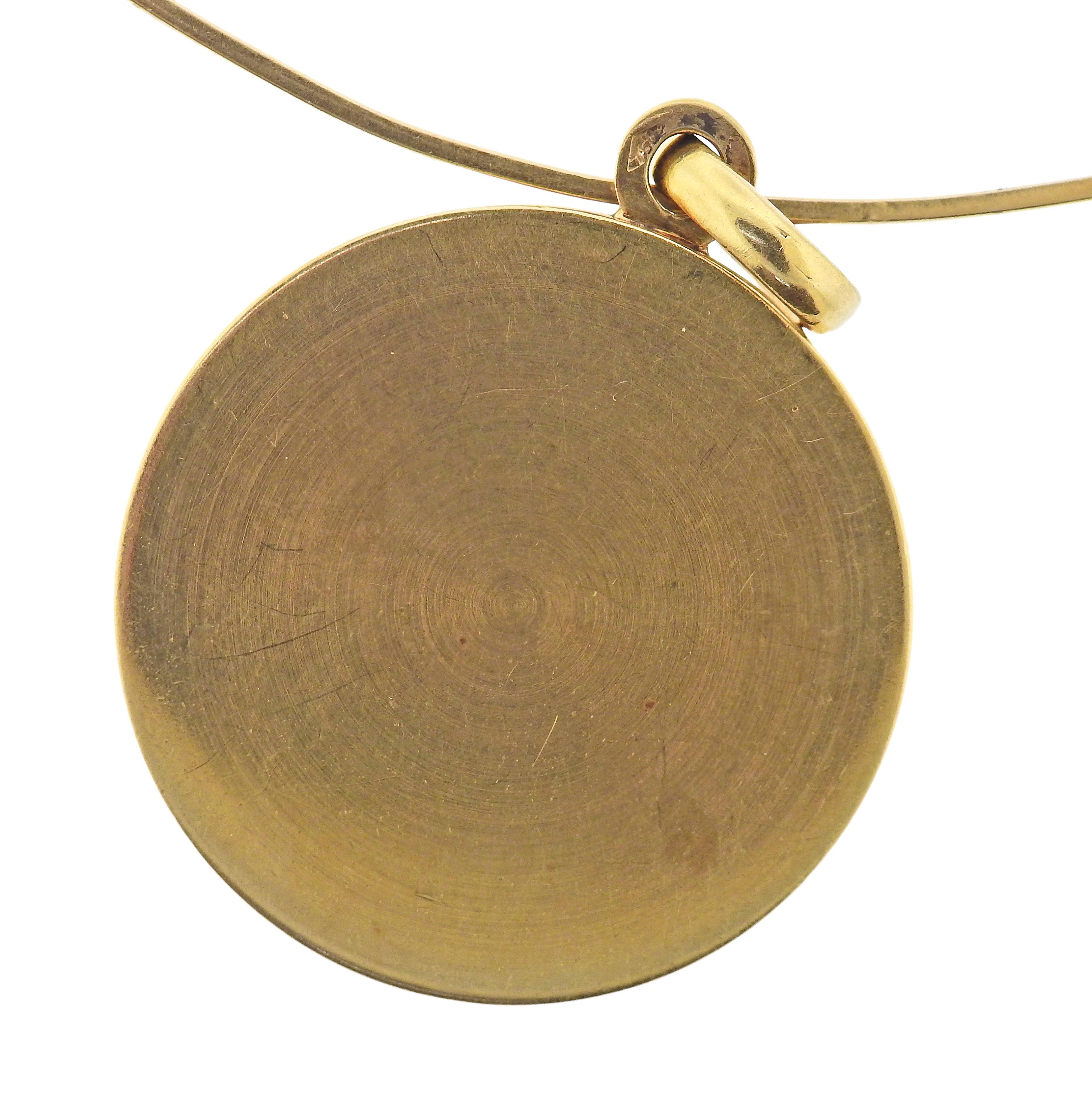 Collier à pendentifs en or Wood Wood Pisces, signe du zodiaque, des années 1970 en vente 1