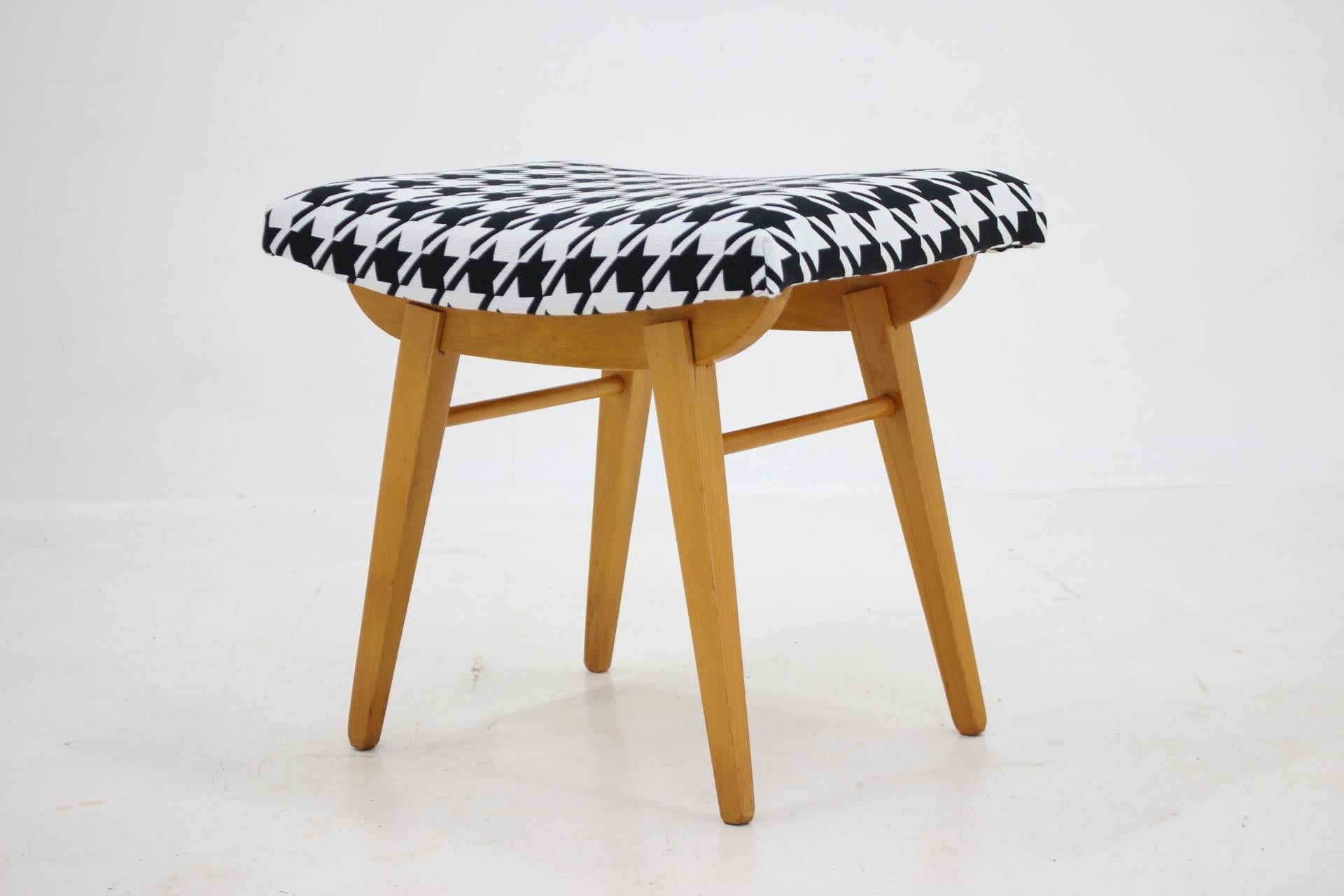 Mid-Century Modern 1970s Wood Stool, Czechoslovakia  For Sale