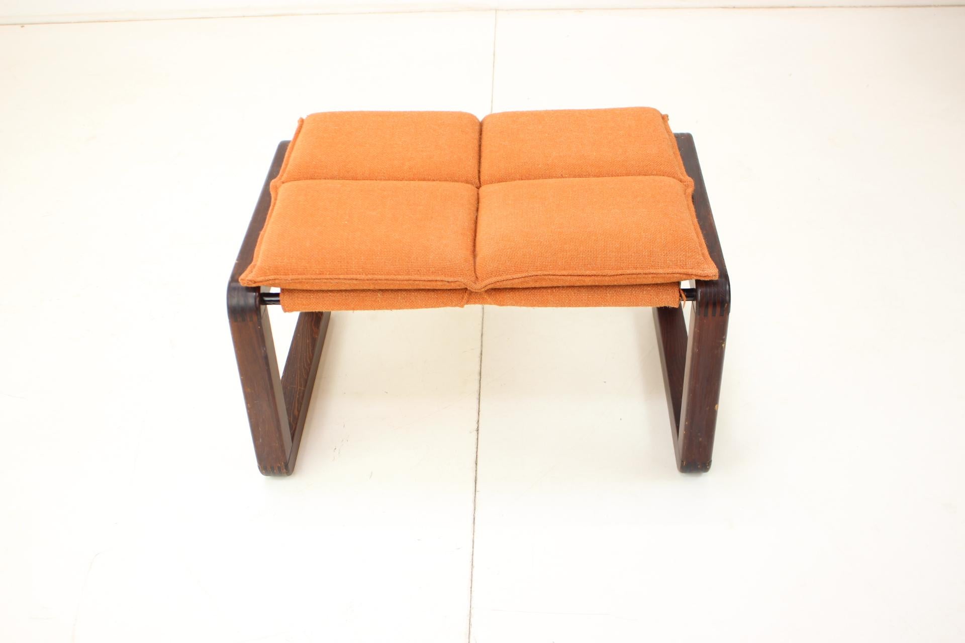 Late 20th Century 1970s Wooden and Fabric Stool or Tabouret, Czechoslovakia For Sale