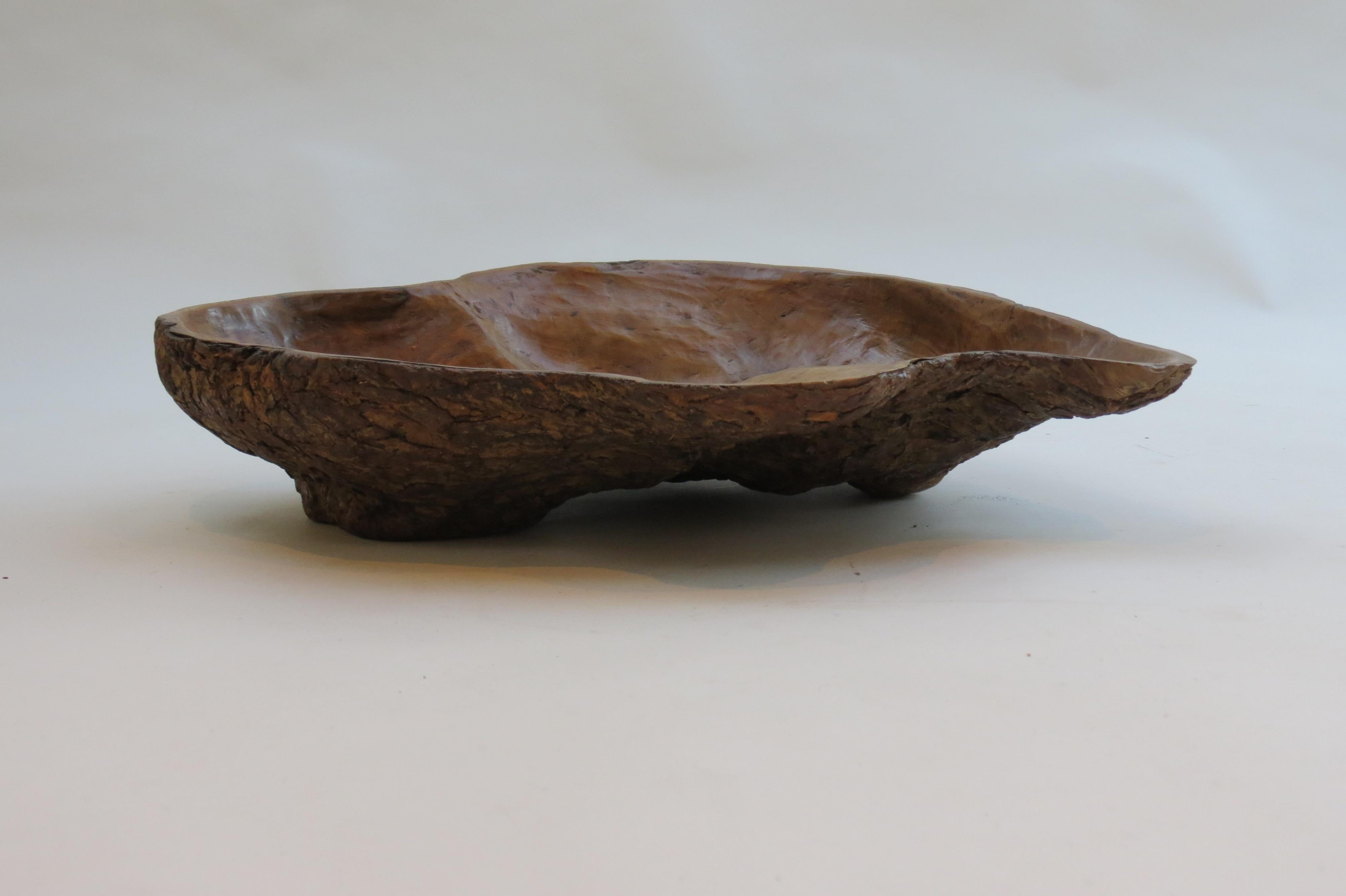 1970s Wooden Bowl Made from Olive Wood In Good Condition In Stow on the Wold, GB
