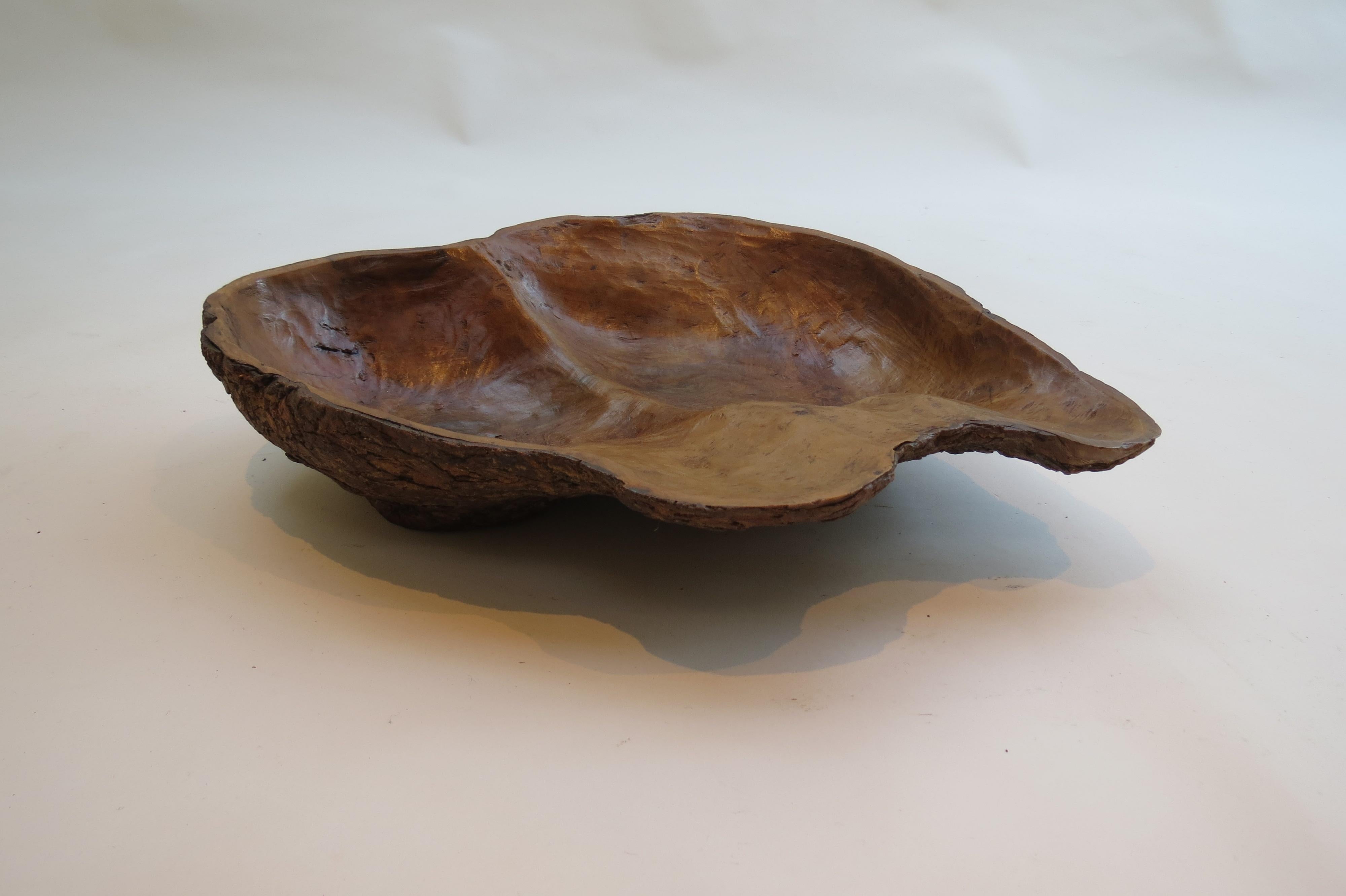 Rustic 1970s Wooden Bowl Made from Olive Wood