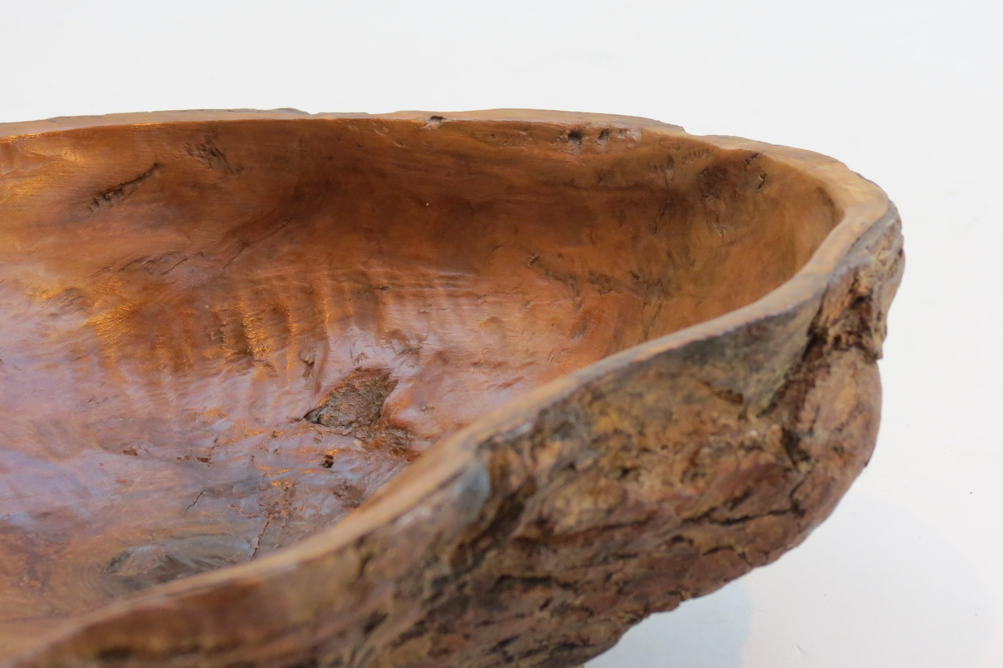 1970s Wooden Bowl Made from Olive Wood 1