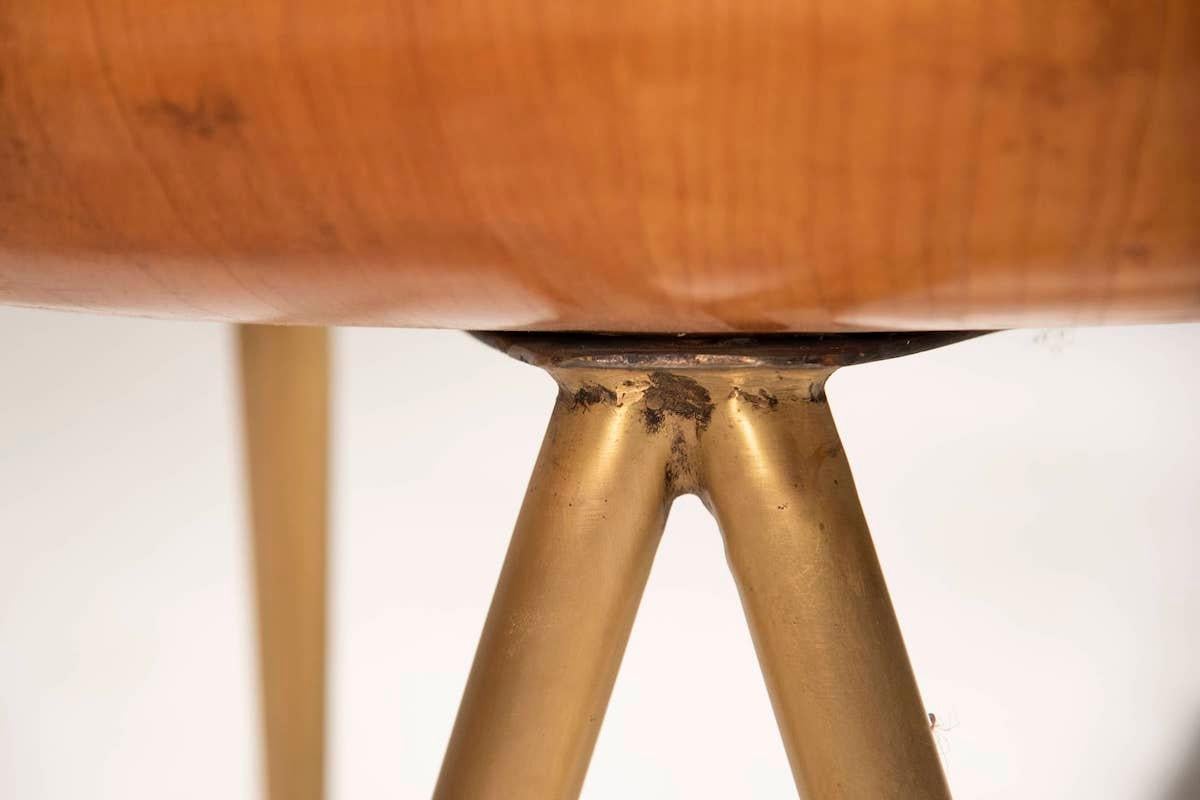 1970s Wooden Chairs With Brass Legs Set Of 4 For Sale 1