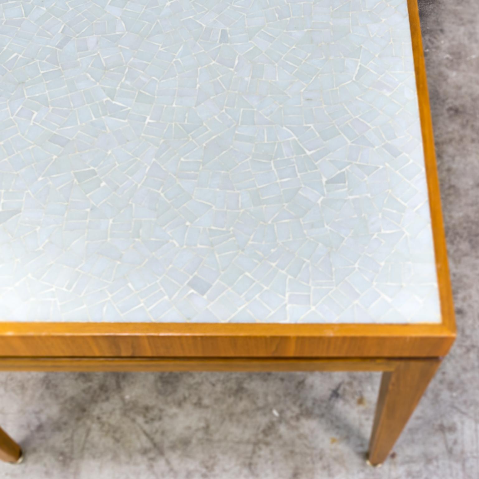 1970s Wooden Extendable Coffee Table, Ceramic Tiles For Sale 5