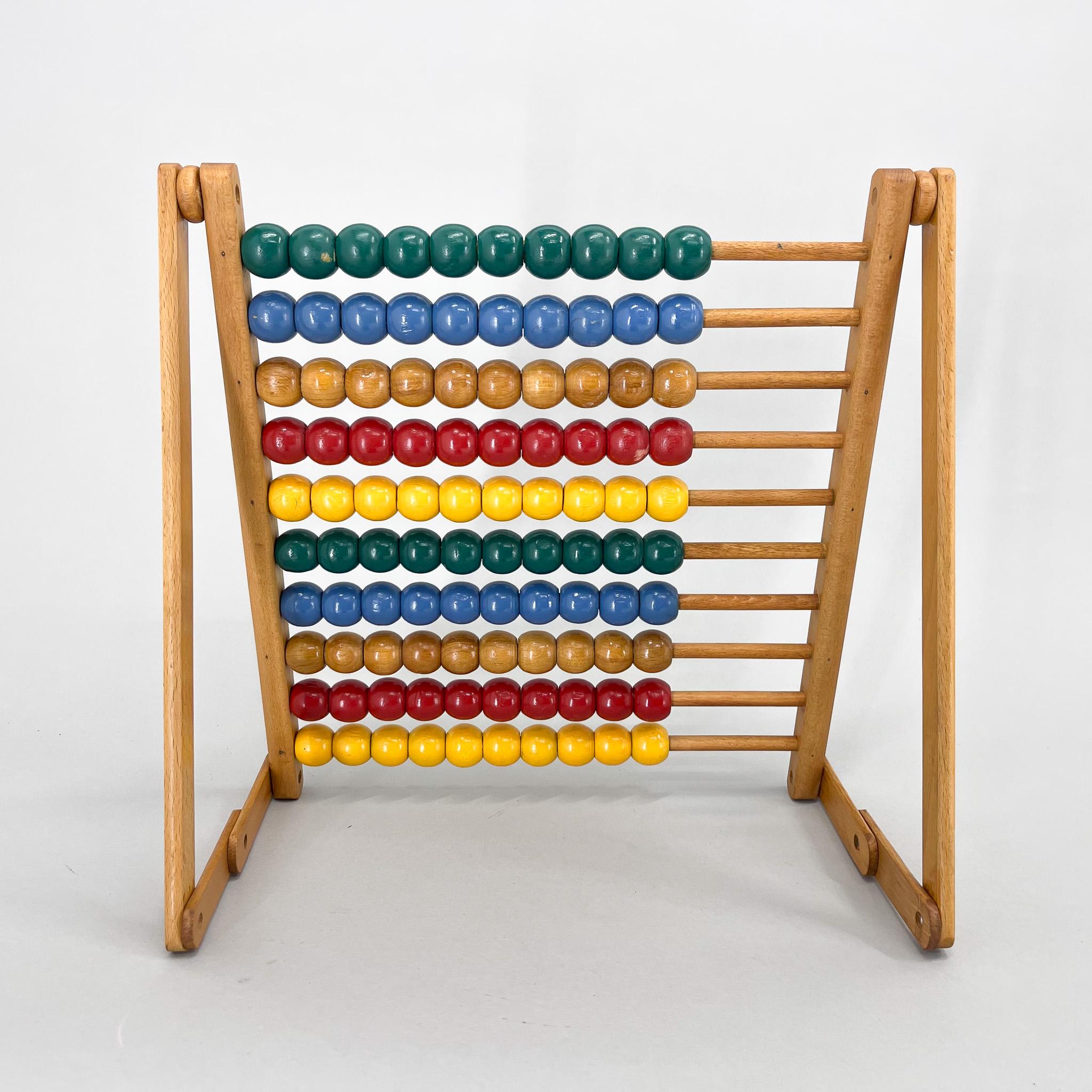 1970s Wooden Foldable School Abacus, Czechoslovakia In Good Condition For Sale In Praha, CZ