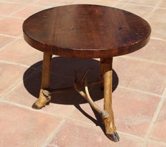 1970s Wooden Outdoors Table with Deer Hoof Legs