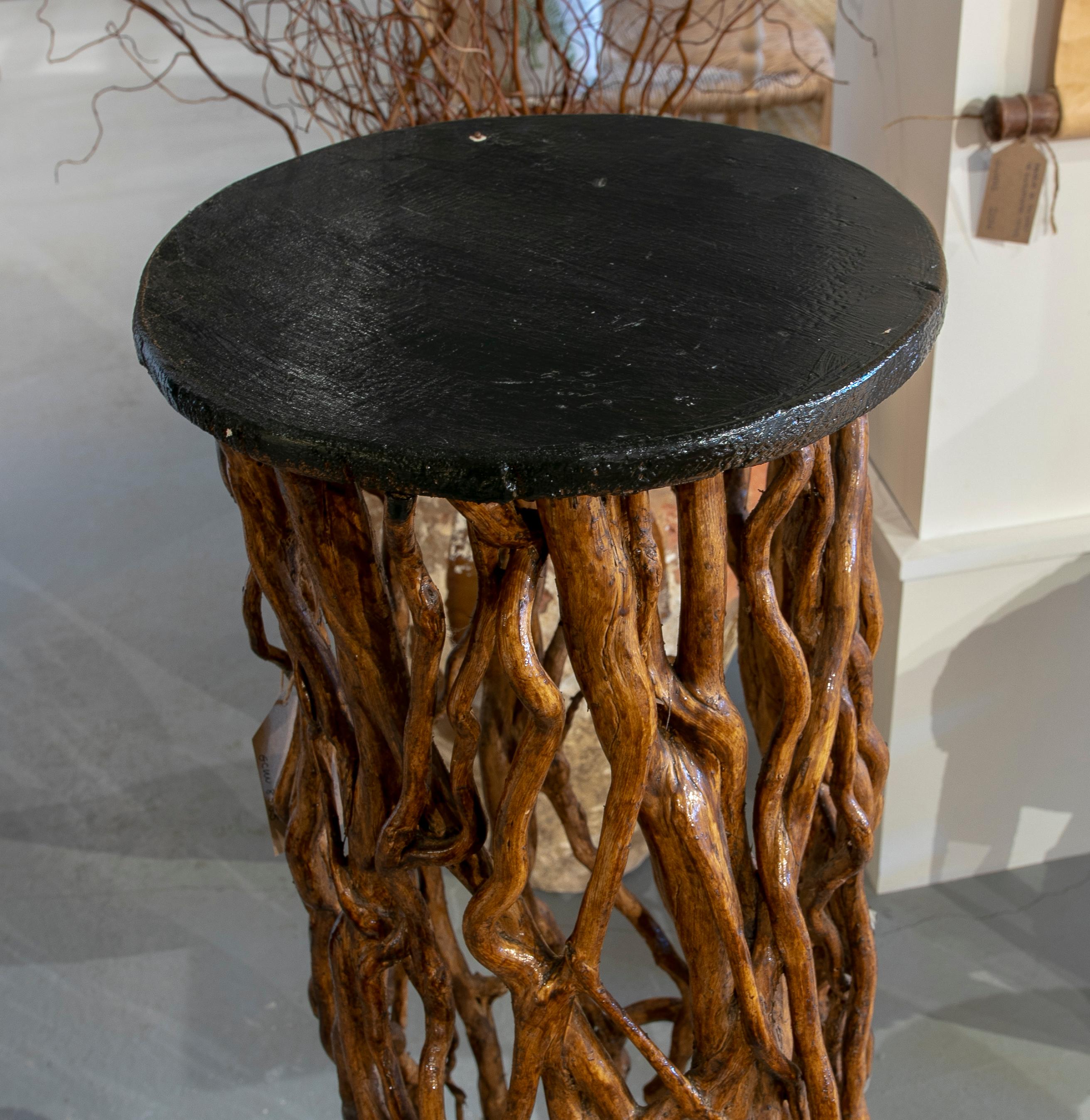 Spanish 1970s Wooden Pedestal Made with Natural Branches