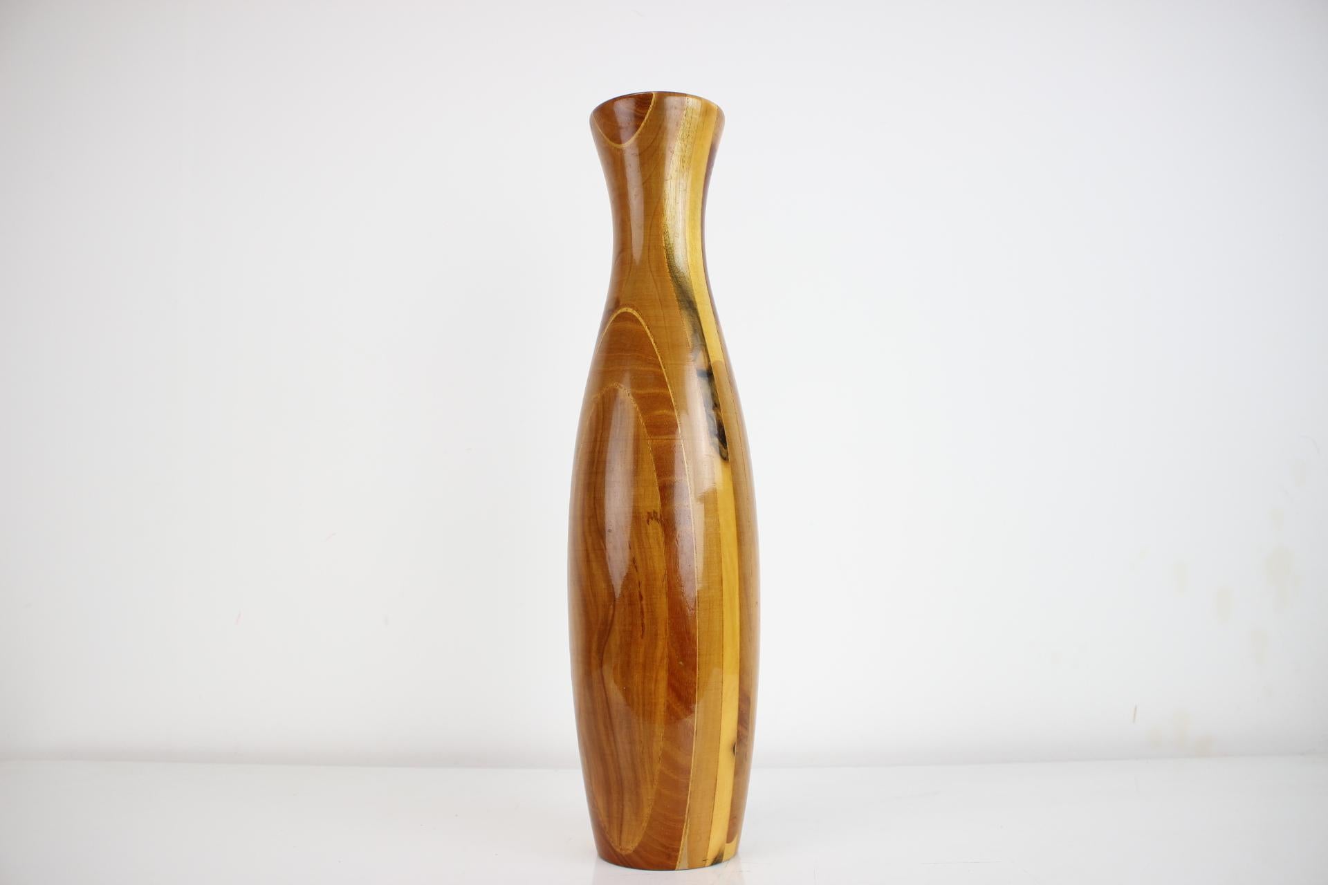 Mid-Century Modern 1970s Wooden Vase, Czechoslovakia For Sale