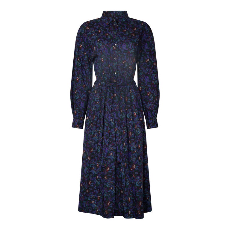 1970s Wool Paisley Liberty Print Dress For Sale at 1stDibs