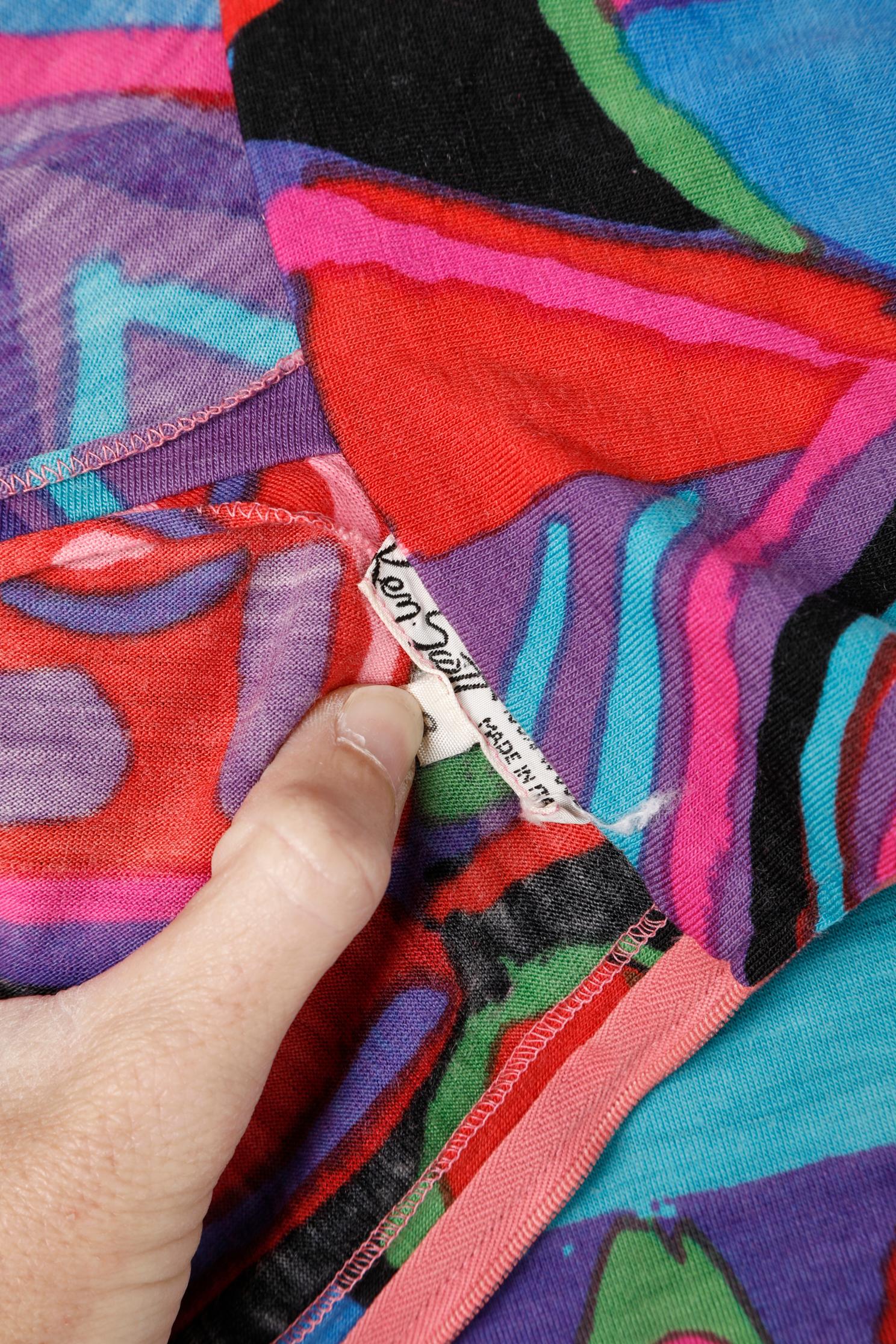 Women's 1970's wool printed top Ken Scott For Sale