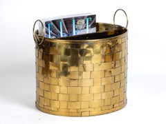 1970's Woven Brass Magazine Storage Holder