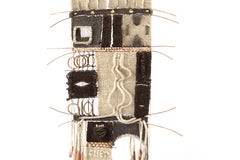 Fiber Art Wall Hanging in Ecru, Grey & Brown, 1970s