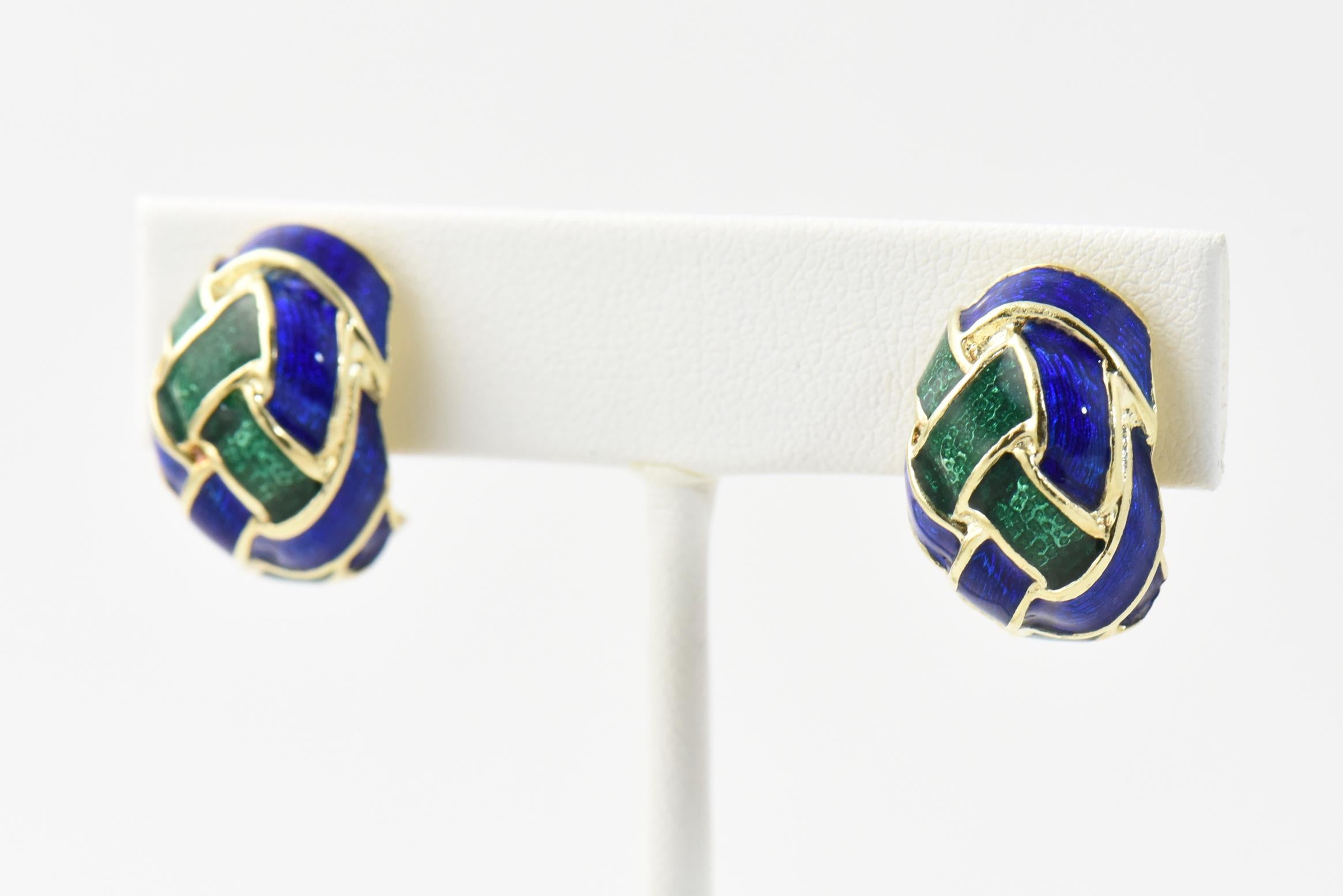 green and blue earrings