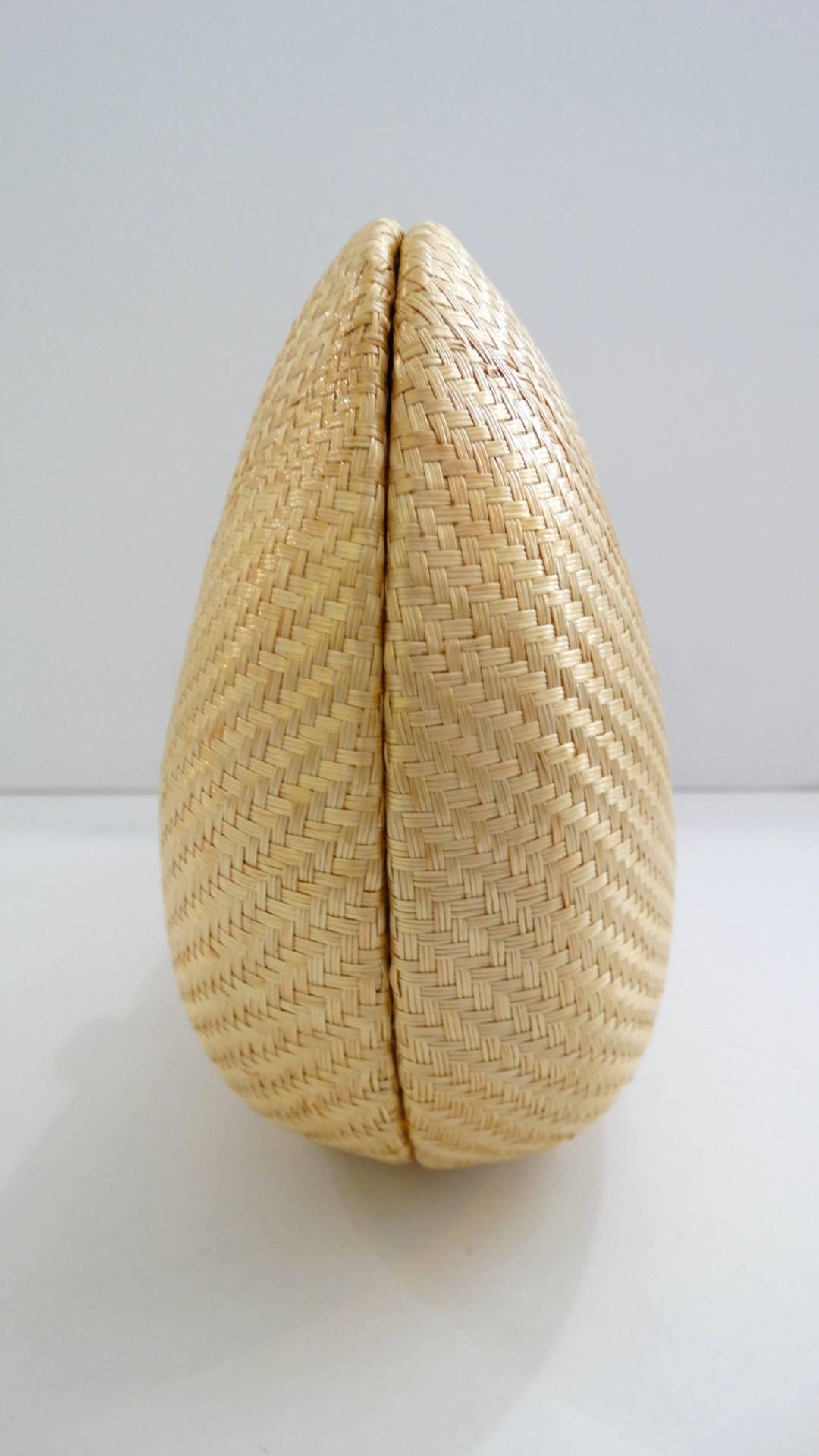 1970s Woven Rattan Bag W/ Gold Hardware In Excellent Condition In Scottsdale, AZ