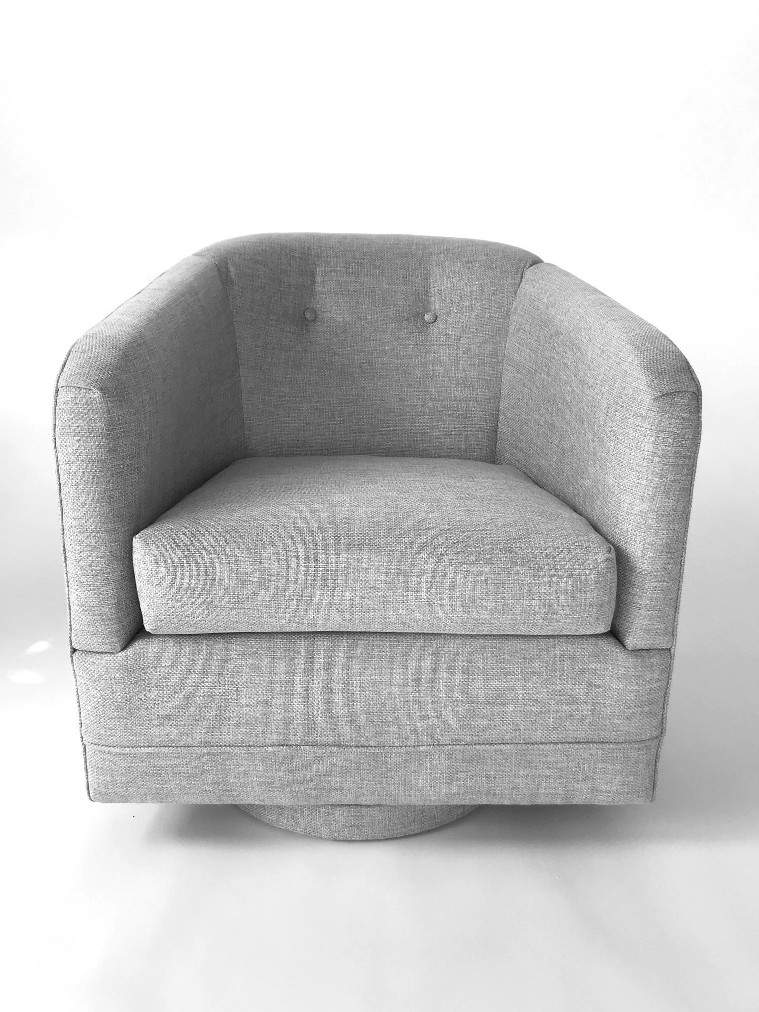1970s Woven Upholstered Swivel Lounge Chair by Milo Baughman (Moderne der Mitte des Jahrhunderts)