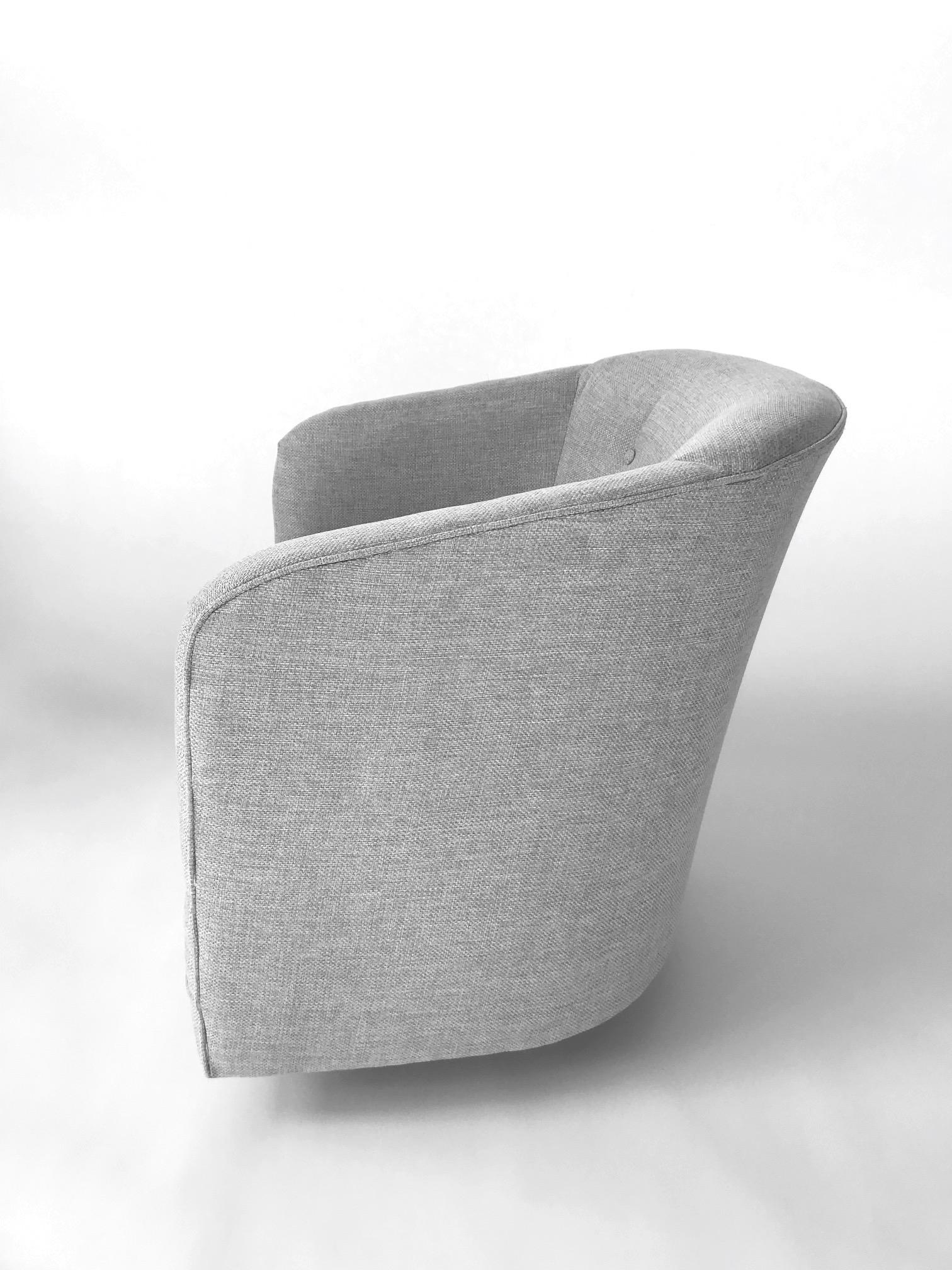 1970s Woven Upholstered Swivel Lounge Chair by Milo Baughman (Handgewebt)