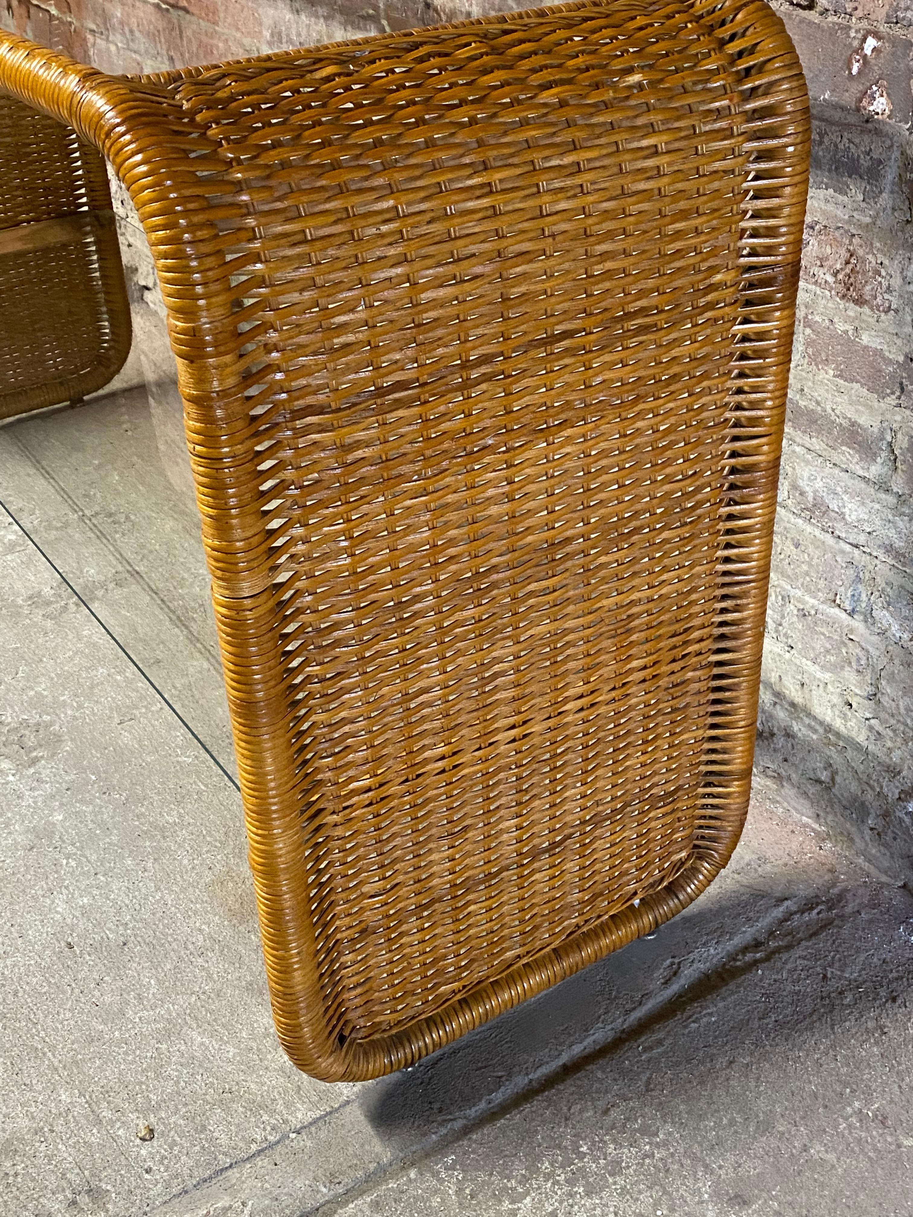1970s Wrapped Wicker and Glass Sofa Table 4