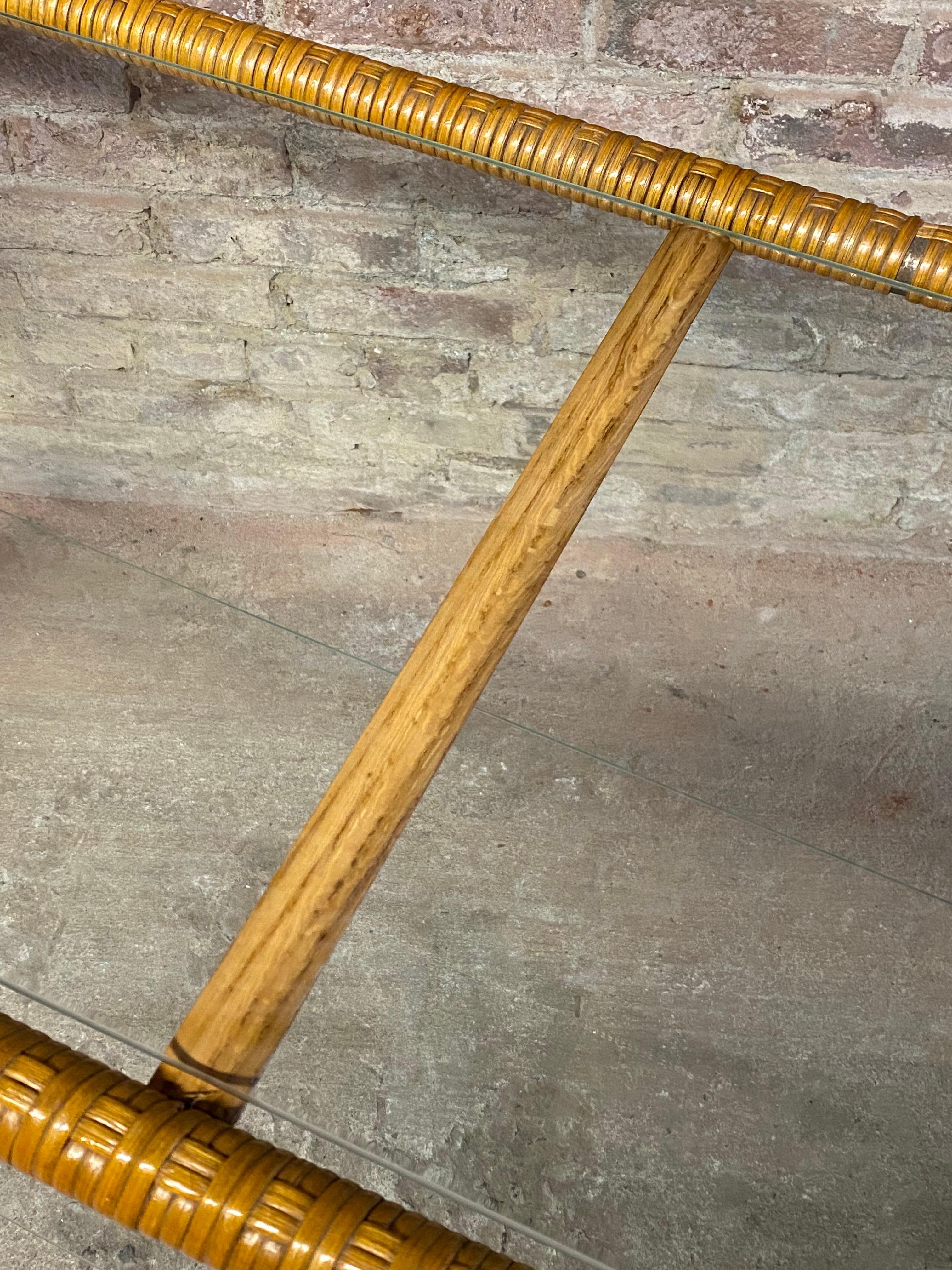 1970s Wrapped Wicker and Glass Sofa Table 8